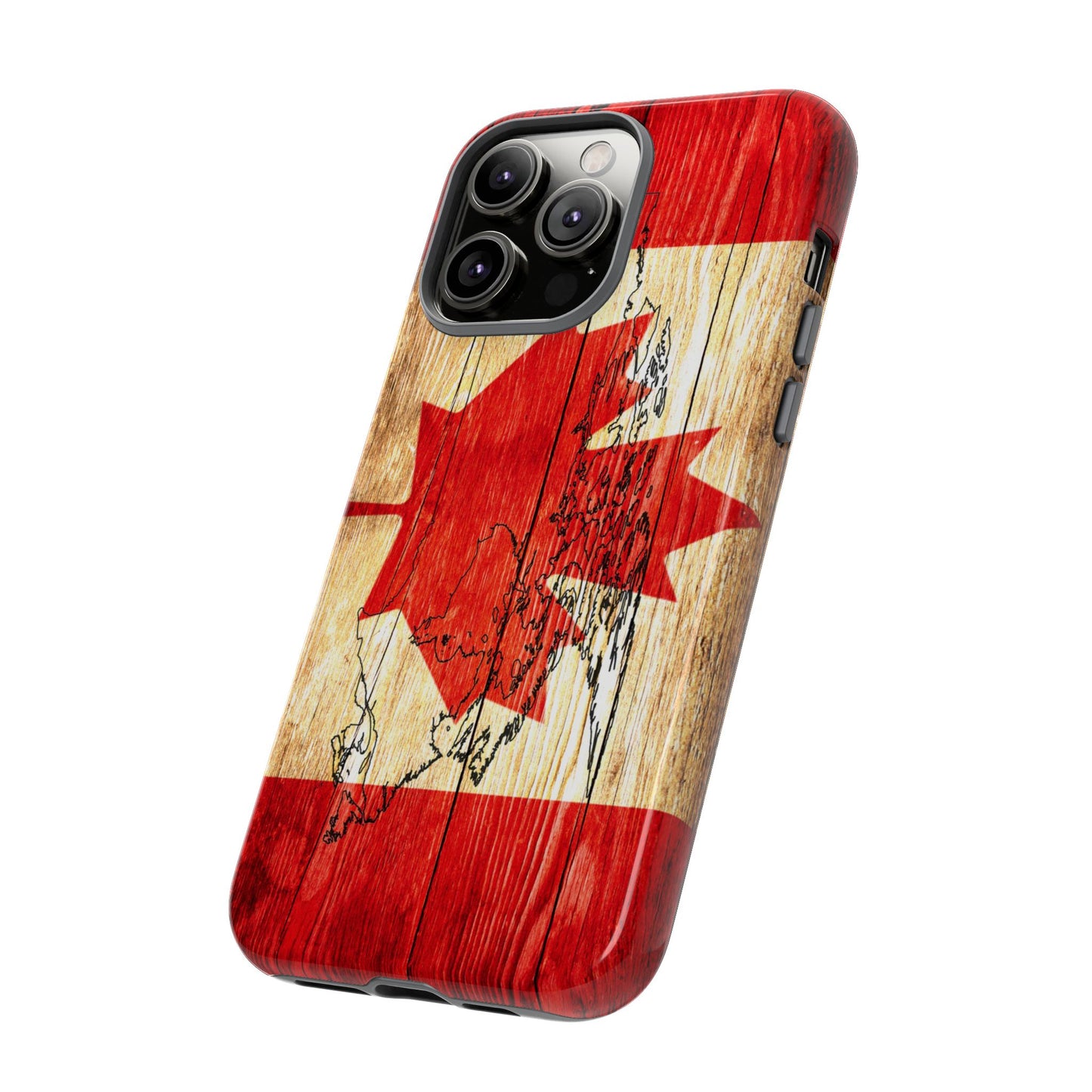 Canadian Flag and Map Tough Phone CasePatriotic Impact-Resistant Cover Image Transfer UV Protected for Outdoor Durability Ideal for Holidays