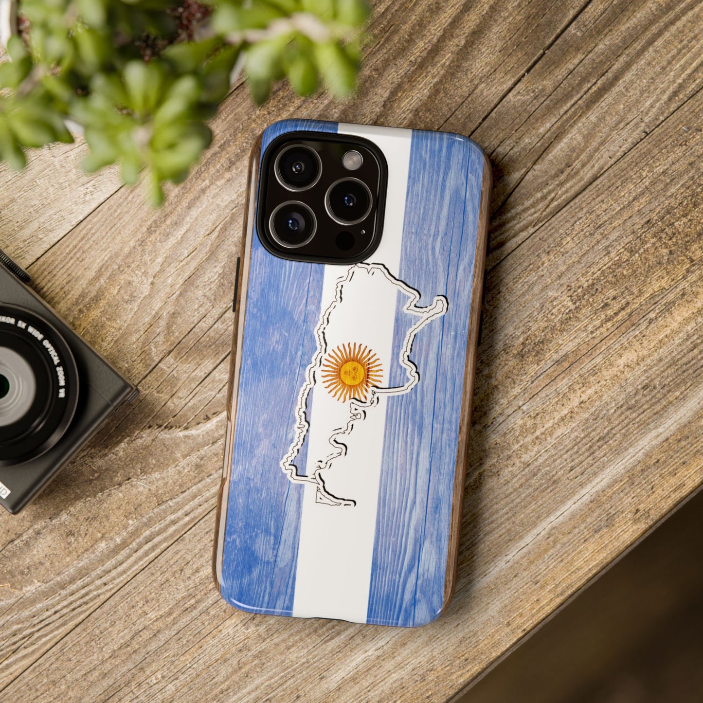 Argentina Flag Phone Case Samsung Tough Protective Cover Argentinean Pride Hard Plastic Map Argentinian Design Argentina Souvenir Wood Design Style