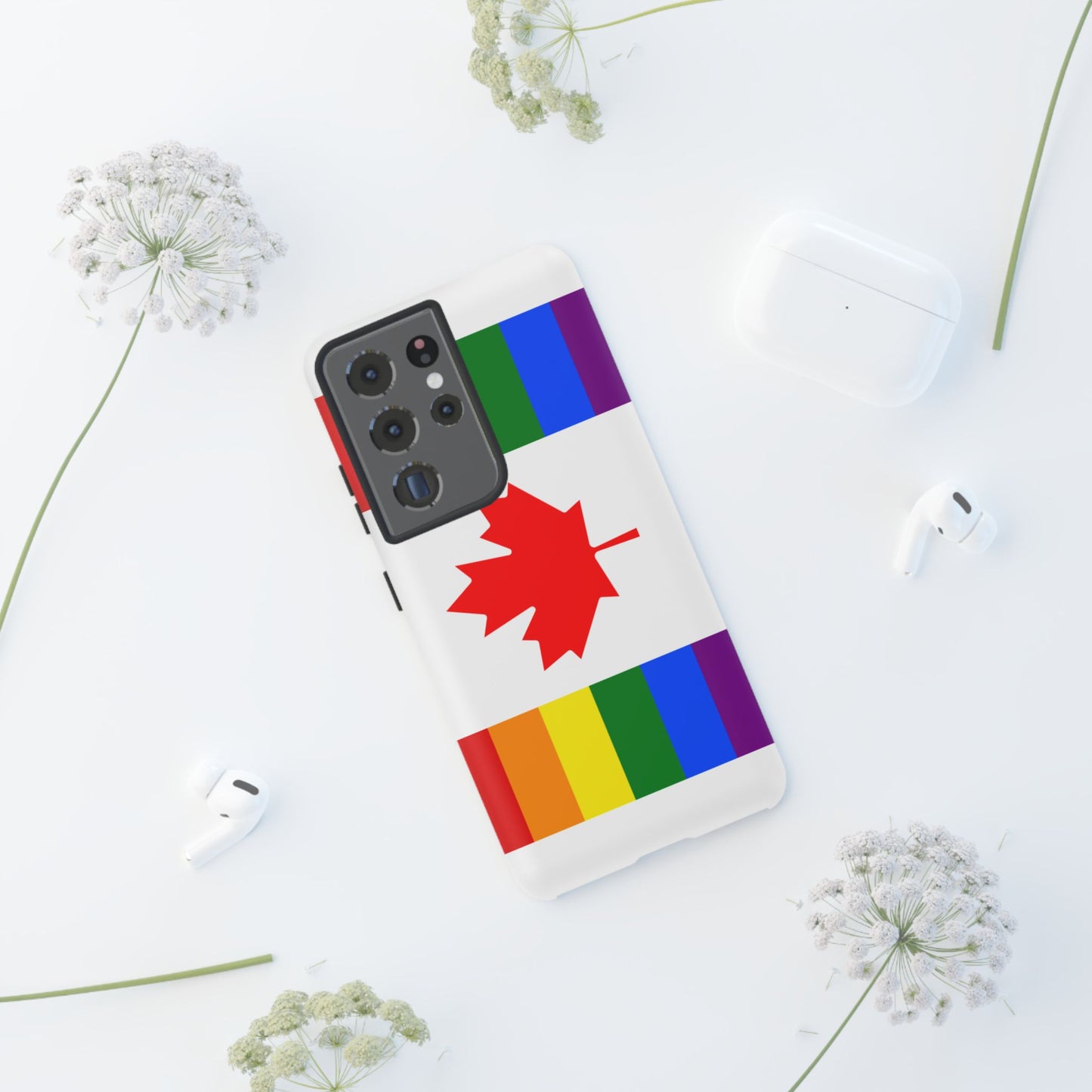 Pride Flag Phone Case -Tough Cases for LGBTQ+ Supporters Canada Theme Rainbow Design Colorful Accessories Birthday Gift