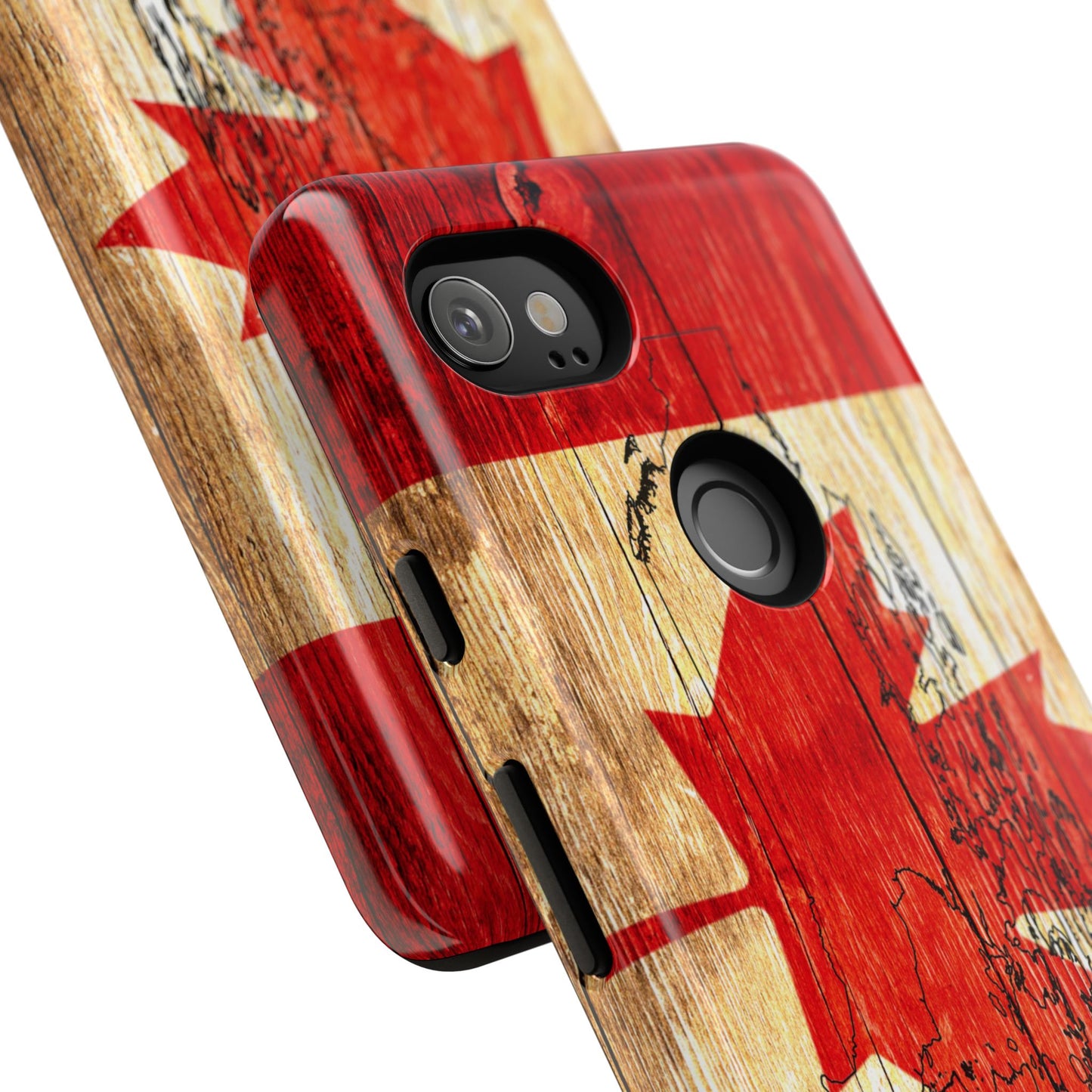 Canadian Flag and Map Tough Phone CasePatriotic Impact-Resistant Cover Image Transfer UV Protected for Outdoor Durability Ideal for Holidays
