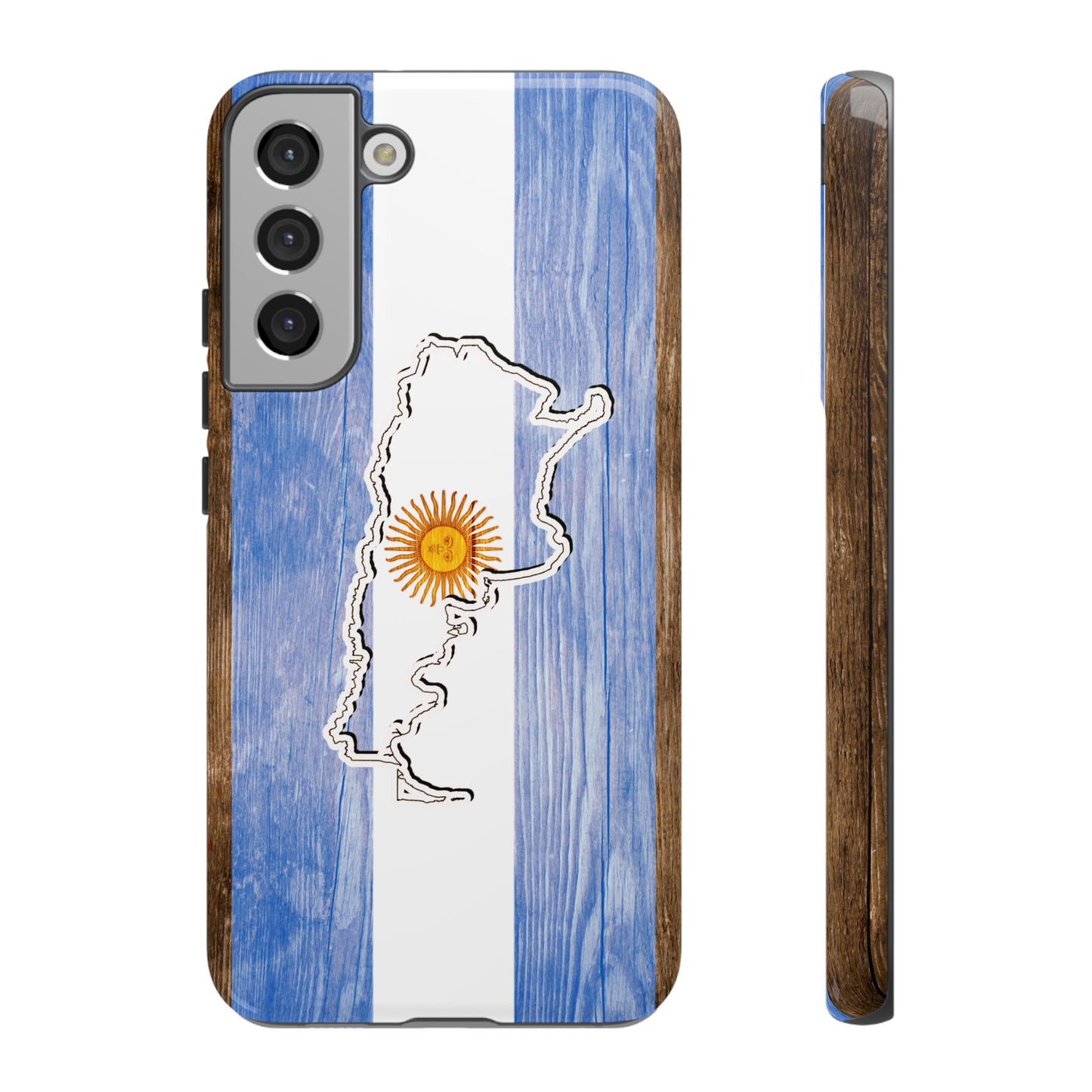 Argentina Flag Phone Case Samsung Tough Protective Cover Argentinean Pride Hard Plastic Map Argentinian Design Argentina Souvenir Wood Design Style