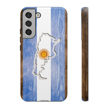 Argentina Flag Phone Case Samsung Tough Protective Cover Argentinean Pride Hard Plastic Map Argentinian Design Argentina Souvenir Wood Design Style