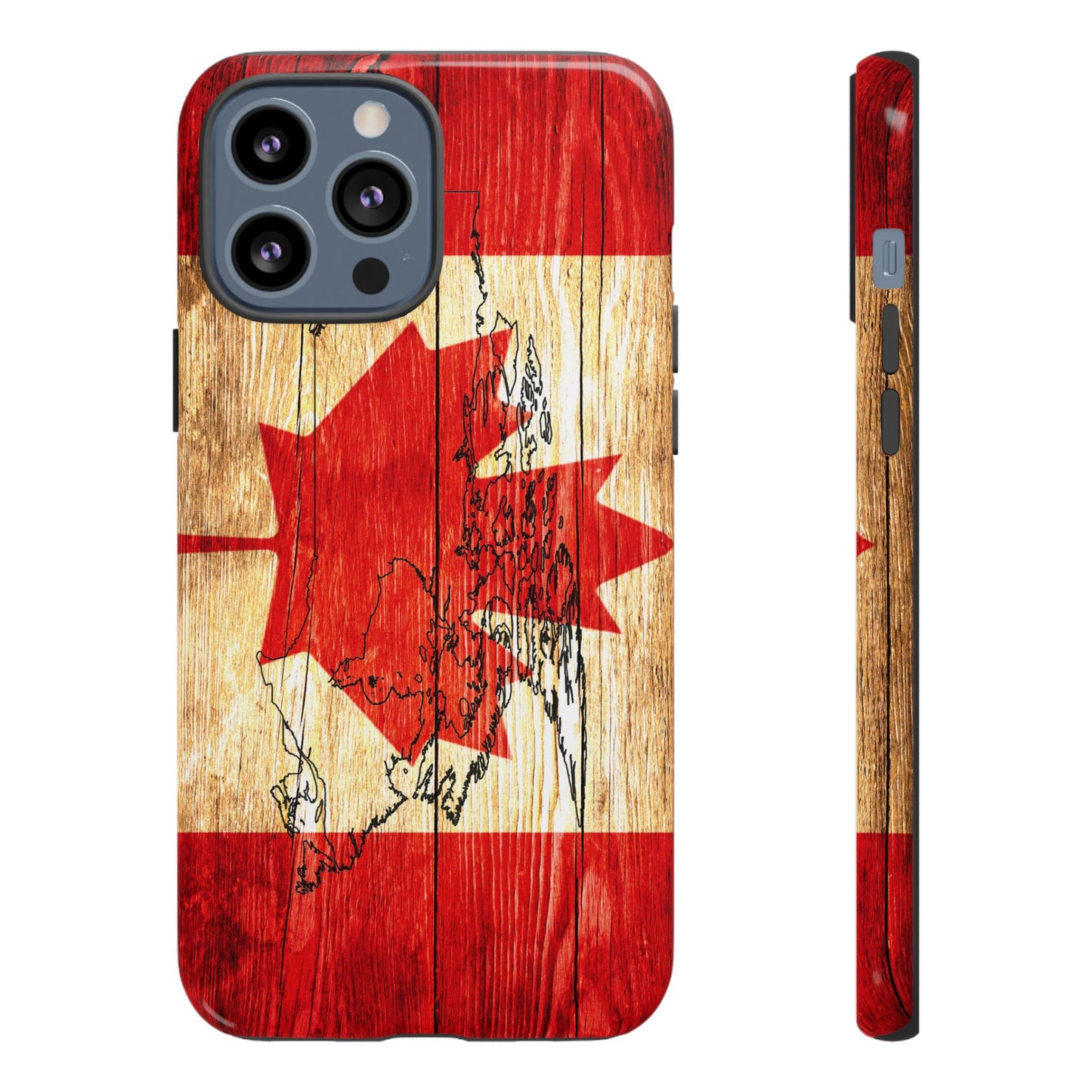 Canadian Flag and Map Tough Phone CasePatriotic Impact-Resistant Cover Image Transfer UV Protected for Outdoor Durability Ideal for Holidays