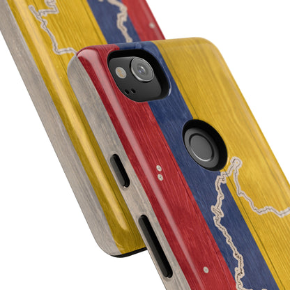 Colombian Flag Map Style iPhone Case Protective Tough Cover Flag of Colombia Samsung Colombian Pride Huawei Hard Plastic Back Colombia Phone