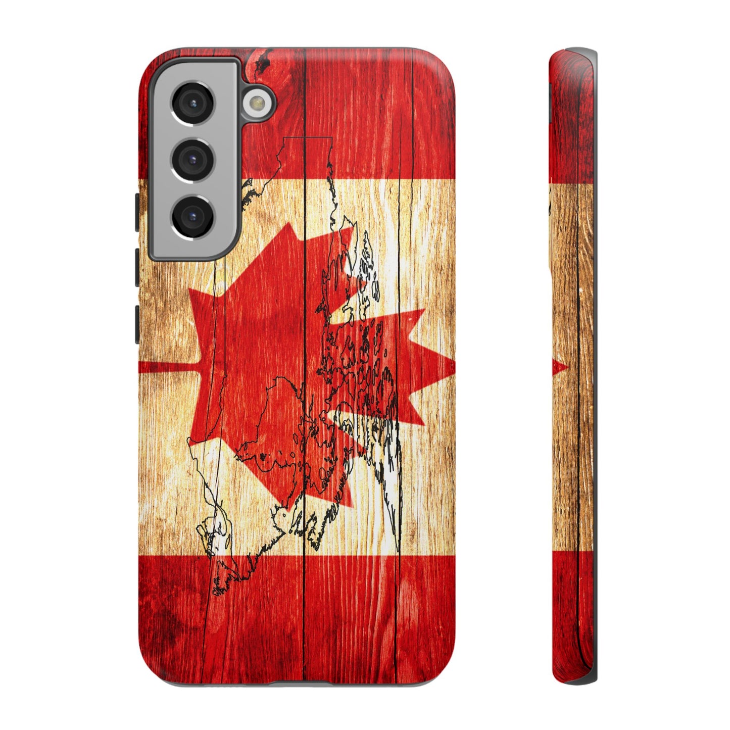 Canadian Flag and Map Tough Phone CasePatriotic Impact-Resistant Cover Image Transfer UV Protected for Outdoor Durability Ideal for Holidays