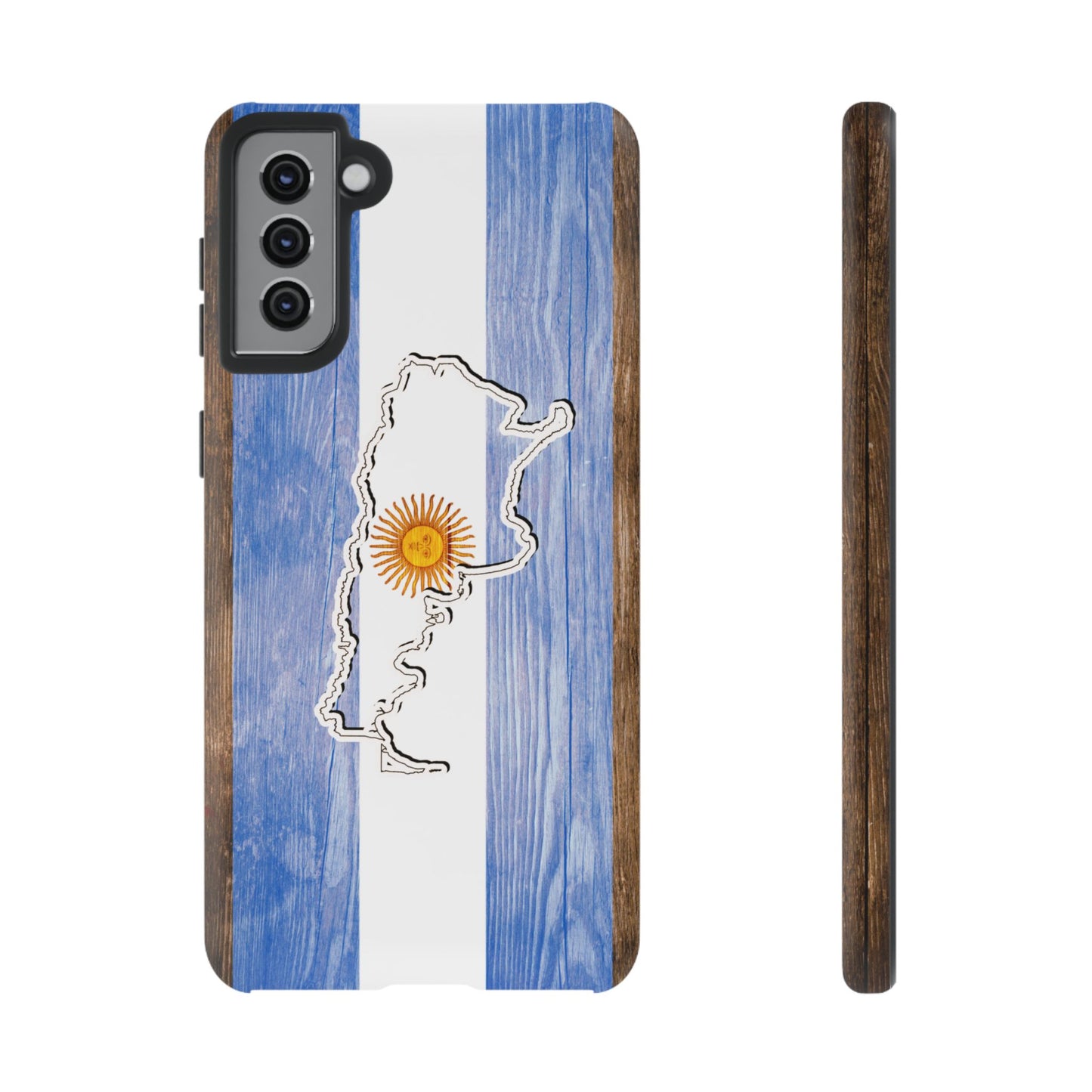 Argentina Flag Phone Case Samsung Tough Protective Cover Argentinean Pride Hard Plastic Map Argentinian Design Argentina Souvenir Wood Design Style