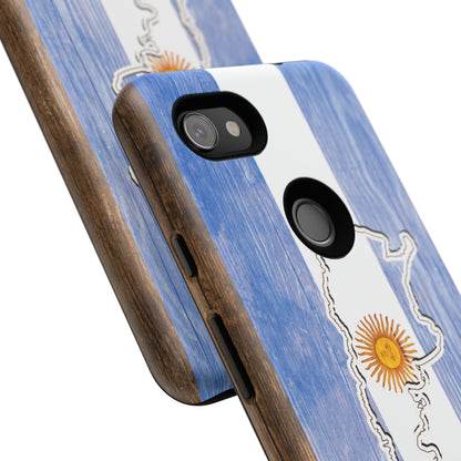 Argentina Flag Phone Case Samsung Tough Protective Cover Argentinean Pride Hard Plastic Map Argentinian Design Argentina Souvenir Wood Design Style