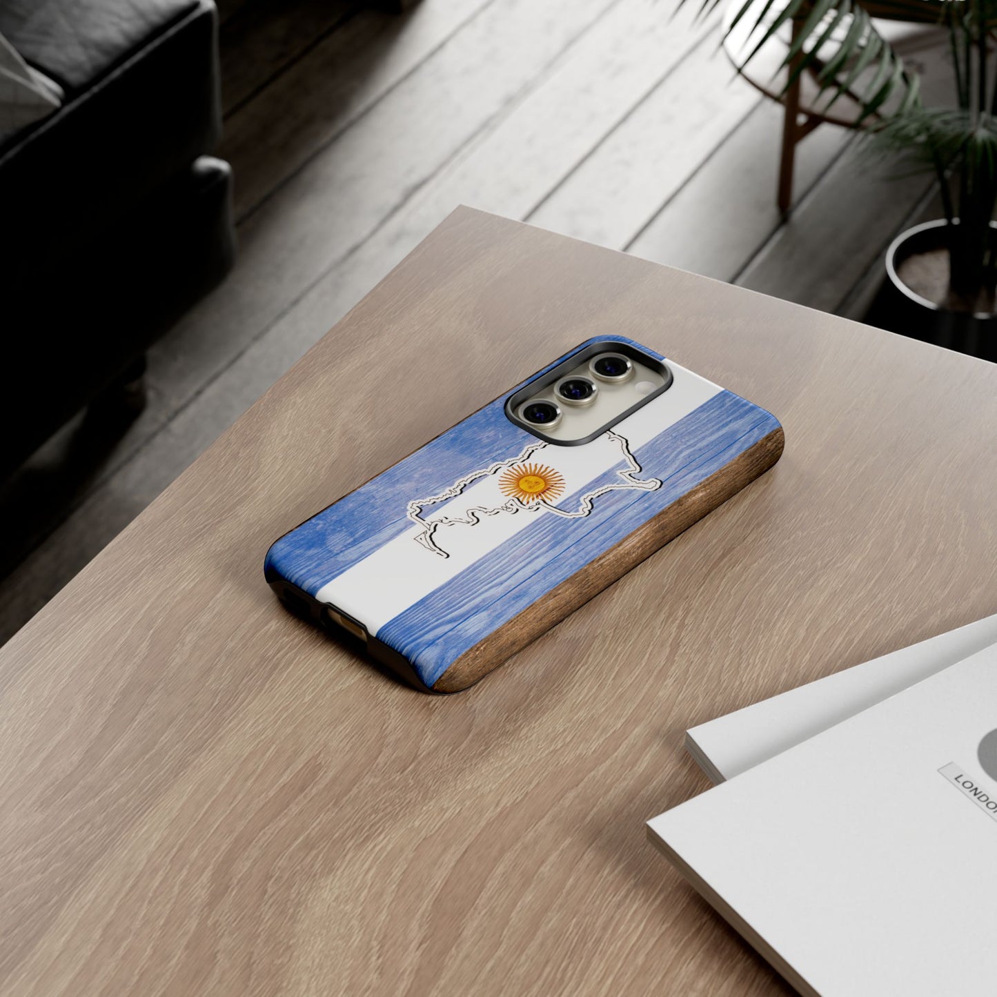 Argentina Flag Phone Case Samsung Tough Protective Cover Argentinean Pride Hard Plastic Map Argentinian Design Argentina Souvenir Wood Design Style