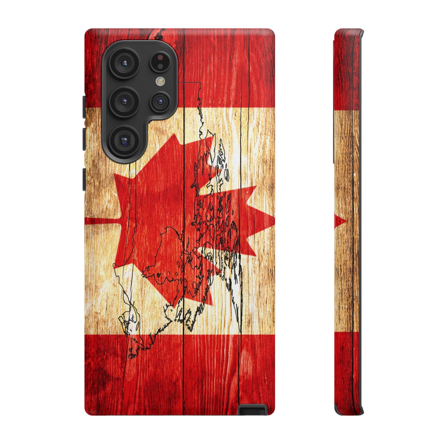 Canadian Flag and Map Tough Phone CasePatriotic Impact-Resistant Cover Image Transfer UV Protected for Outdoor Durability Ideal for Holidays
