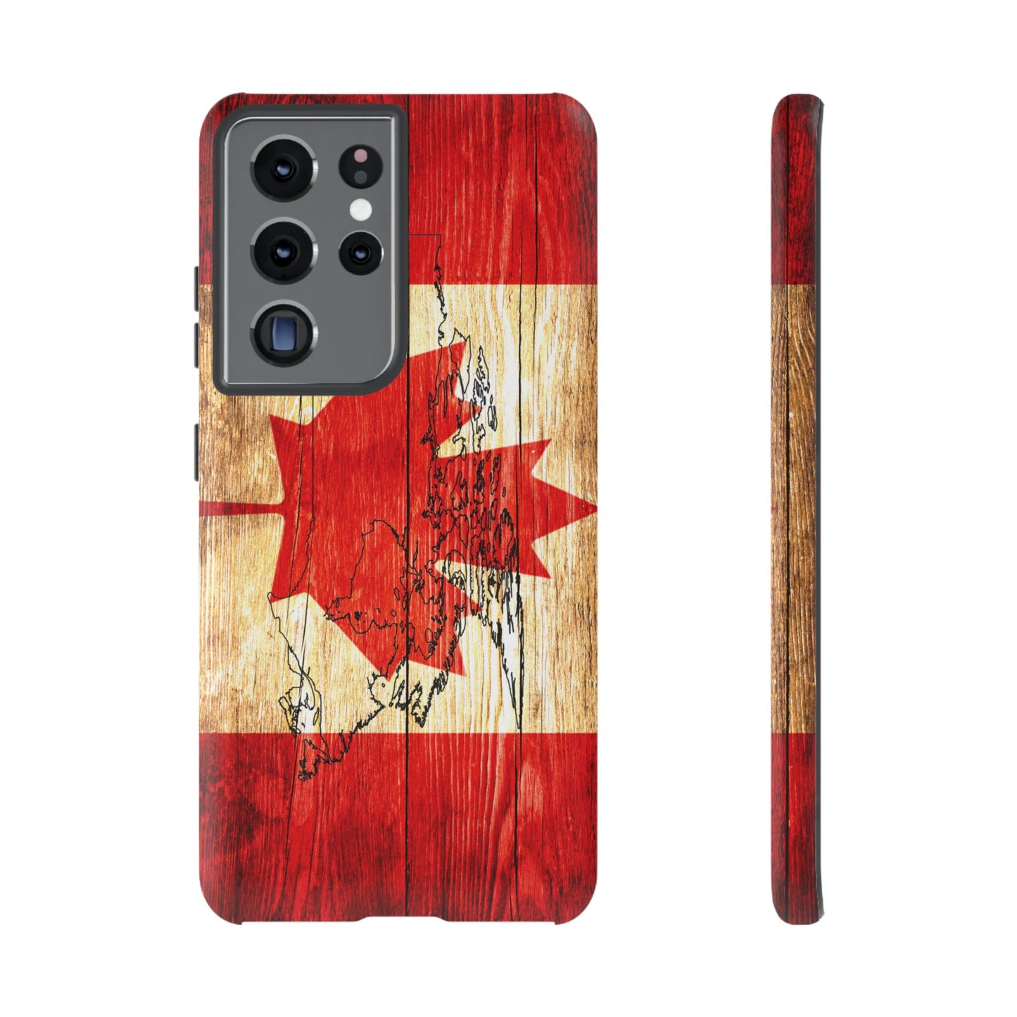 Canadian Flag and Map Tough Phone CasePatriotic Impact-Resistant Cover Image Transfer UV Protected for Outdoor Durability Ideal for Holidays
