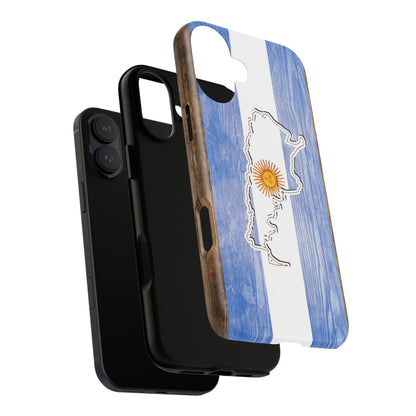 Argentina Flag Phone Case Samsung Tough Protective Cover Argentinean Pride Hard Plastic Map Argentinian Design Argentina Souvenir Wood Design Style