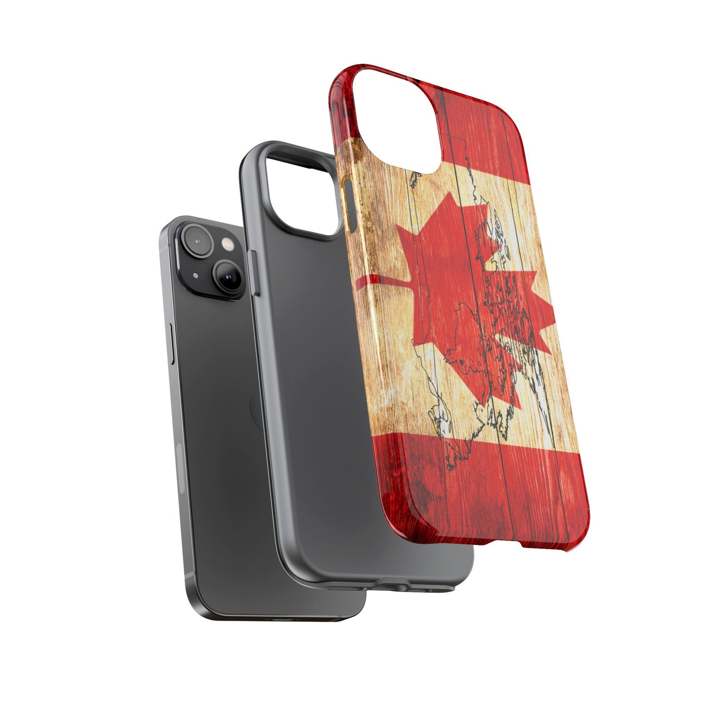 Canadian Flag and Map Tough Phone CasePatriotic Impact-Resistant Cover Image Transfer UV Protected for Outdoor Durability Ideal for Holidays