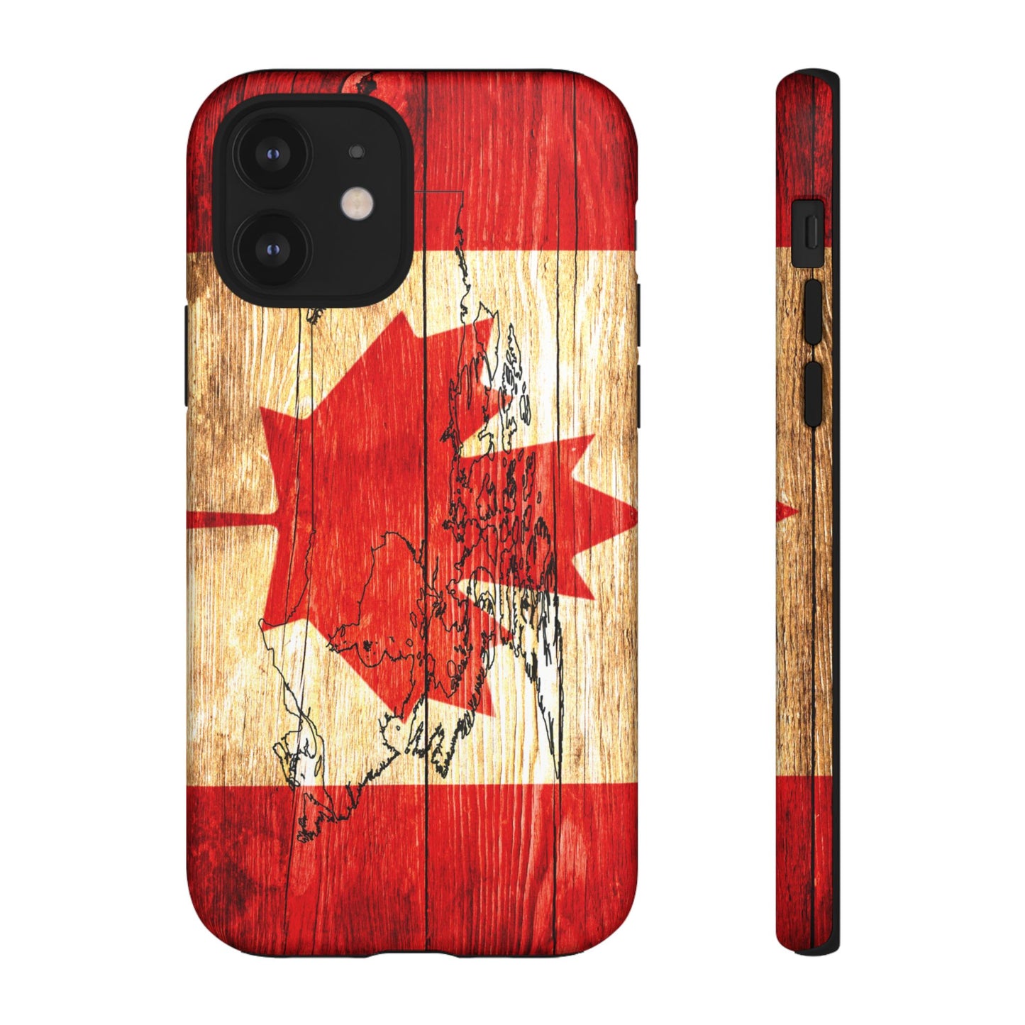 Canadian Flag and Map Tough Phone CasePatriotic Impact-Resistant Cover Image Transfer UV Protected for Outdoor Durability Ideal for Holidays