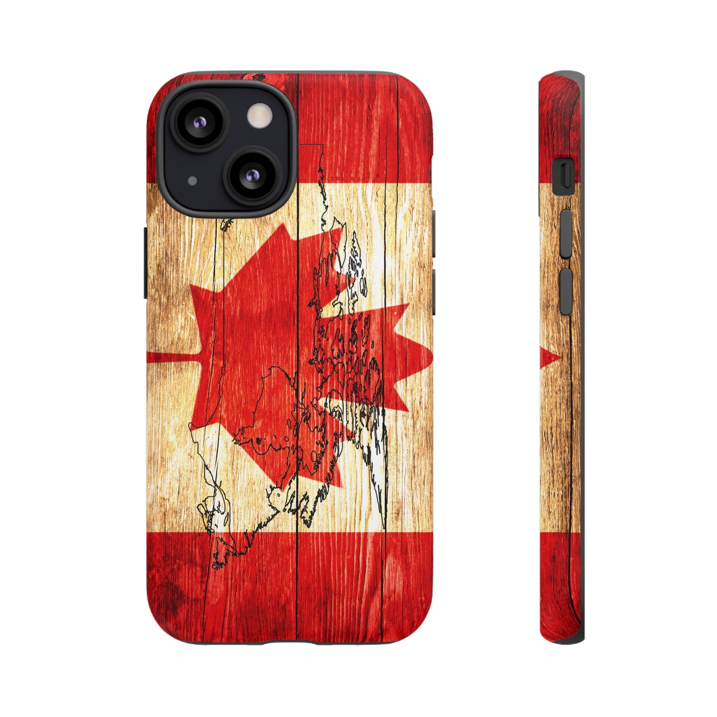 Canadian Flag and Map Tough Phone CasePatriotic Impact-Resistant Cover Image Transfer UV Protected for Outdoor Durability Ideal for Holidays