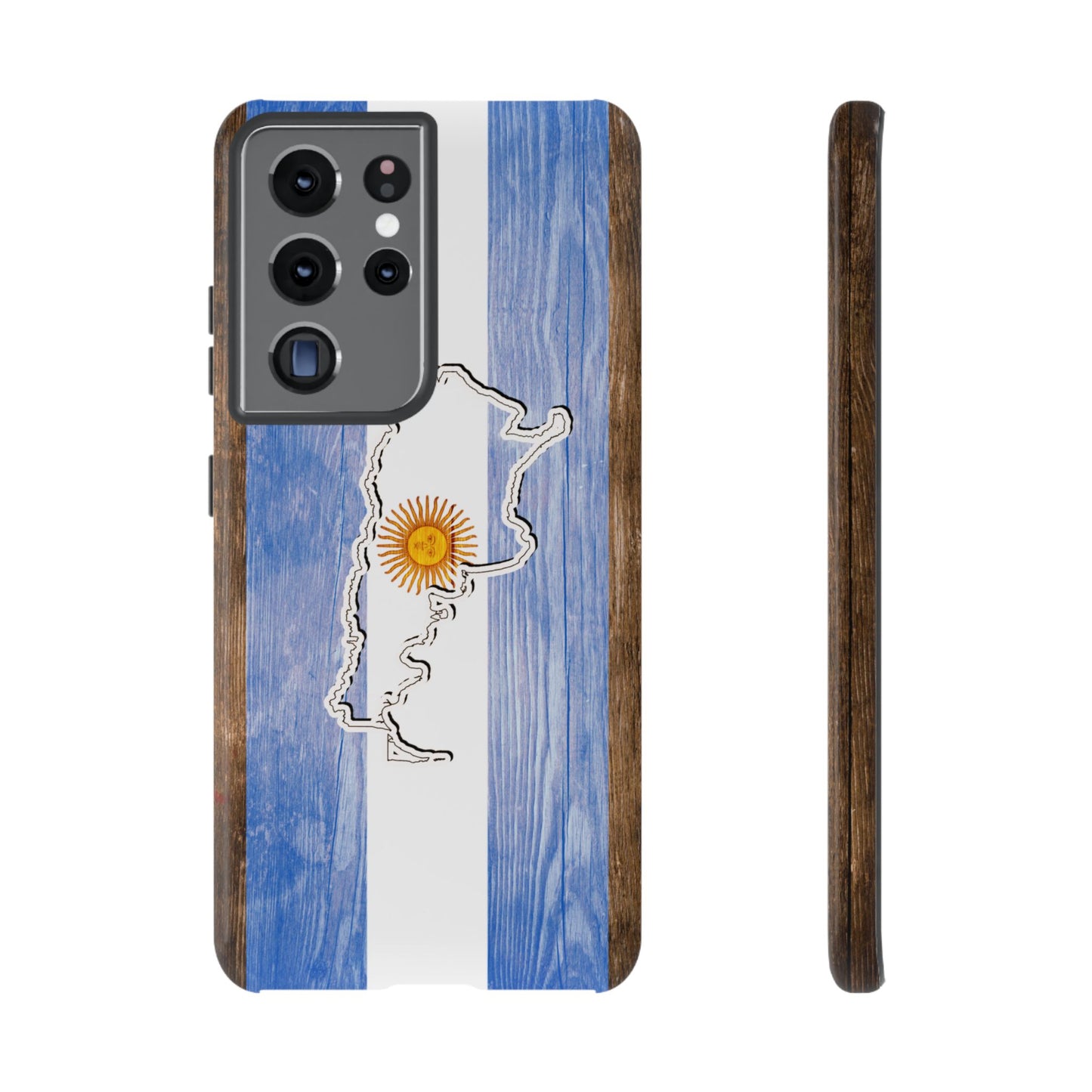 Argentina Flag Phone Case Samsung Tough Protective Cover Argentinean Pride Hard Plastic Map Argentinian Design Argentina Souvenir Wood Design Style