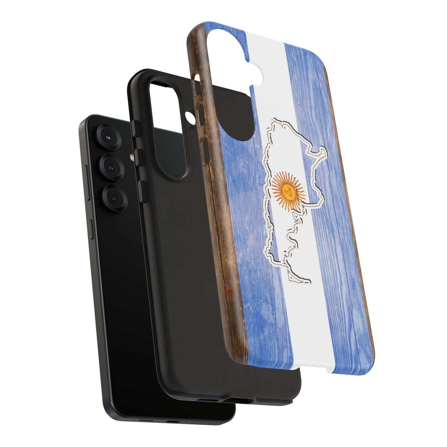 Argentina Flag Phone Case Samsung Tough Protective Cover Argentinean Pride Hard Plastic Map Argentinian Design Argentina Souvenir Wood Design Style