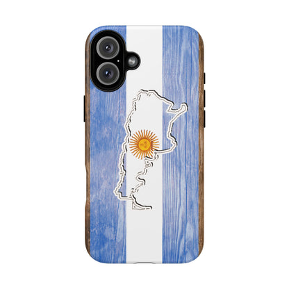 Argentina Flag Phone Case Samsung Tough Protective Cover Argentinean Pride Hard Plastic Map Argentinian Design Argentina Souvenir Wood Design Style