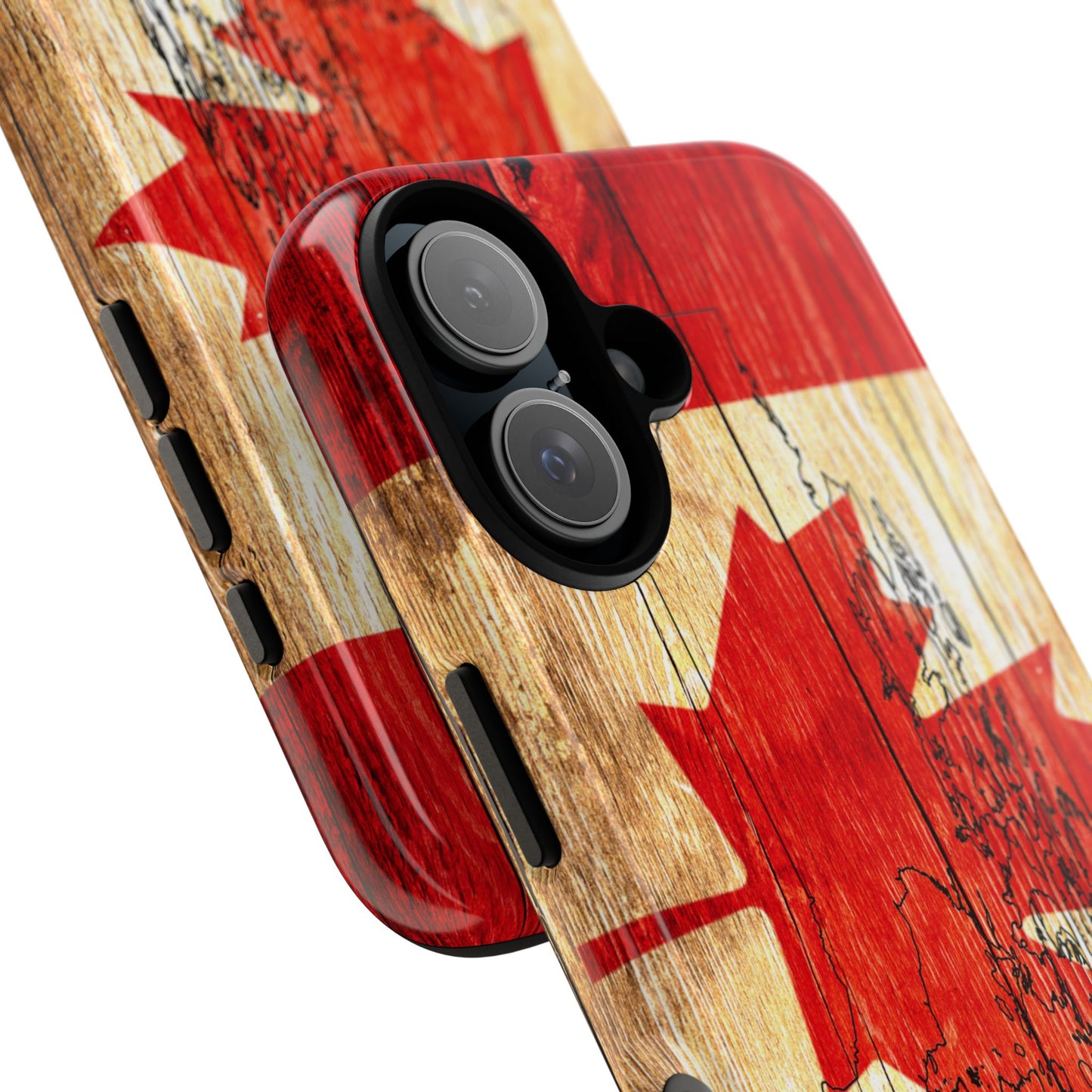 Canadian Flag and Map Tough Phone CasePatriotic Impact-Resistant Cover Image Transfer UV Protected for Outdoor Durability Ideal for Holidays