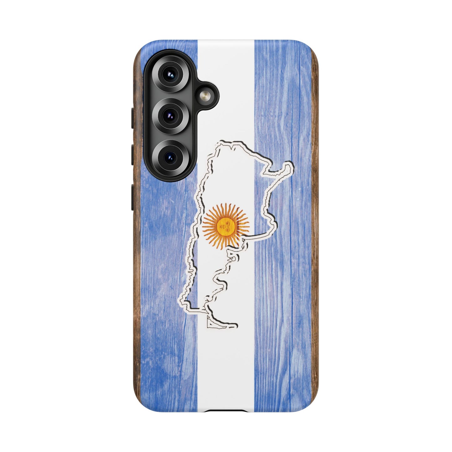 Argentina Flag Phone Case Samsung Tough Protective Cover Argentinean Pride Hard Plastic Map Argentinian Design Argentina Souvenir Wood Design Style