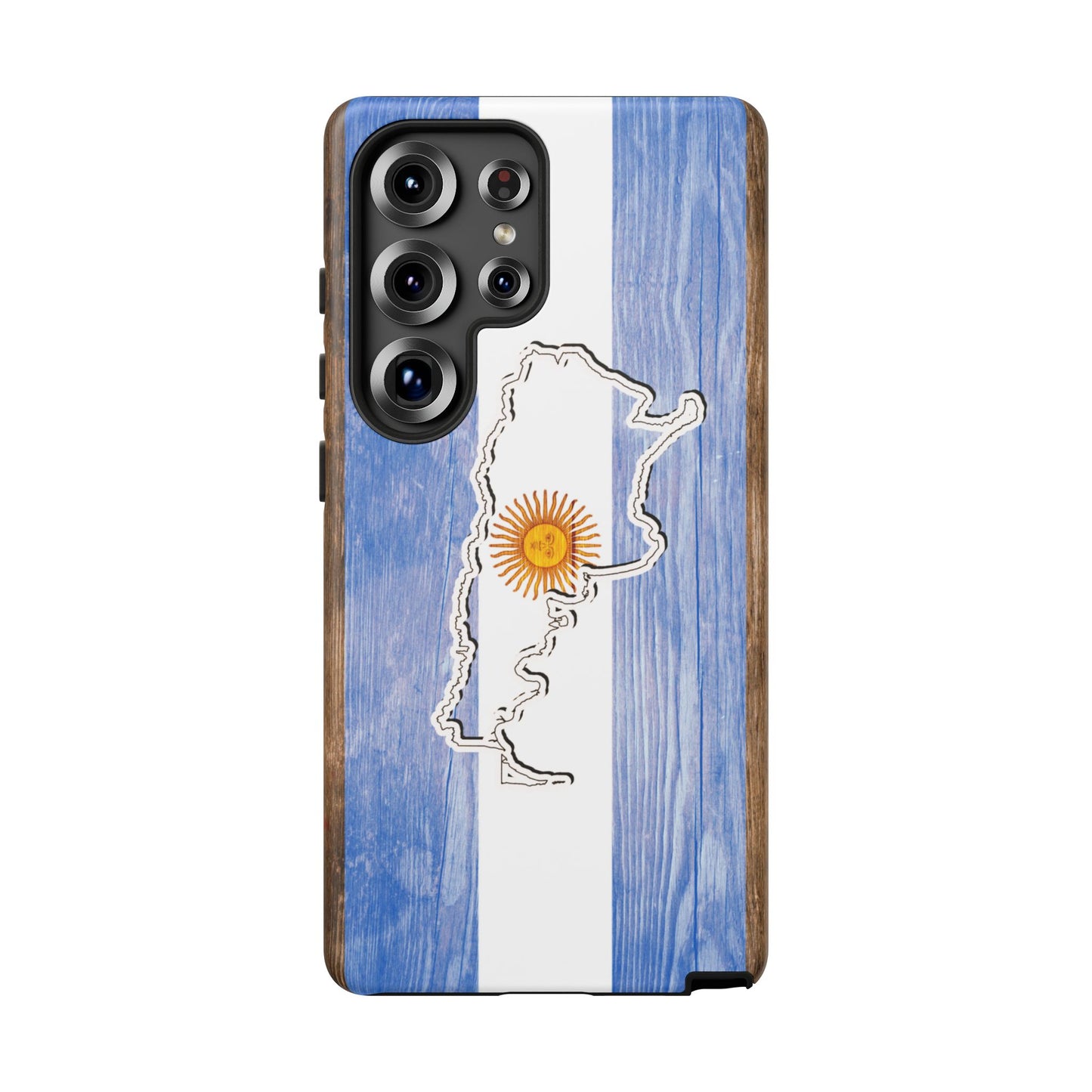 Argentina Flag Phone Case Samsung Tough Protective Cover Argentinean Pride Hard Plastic Map Argentinian Design Argentina Souvenir Wood Design Style