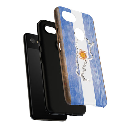 Argentina Flag Phone Case Samsung Tough Protective Cover Argentinean Pride Hard Plastic Map Argentinian Design Argentina Souvenir Wood Design Style