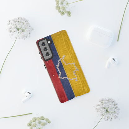 Colombian Flag Map Style iPhone Case Protective Tough Cover Flag of Colombia Samsung Colombian Pride Huawei Hard Plastic Back Colombia Phone