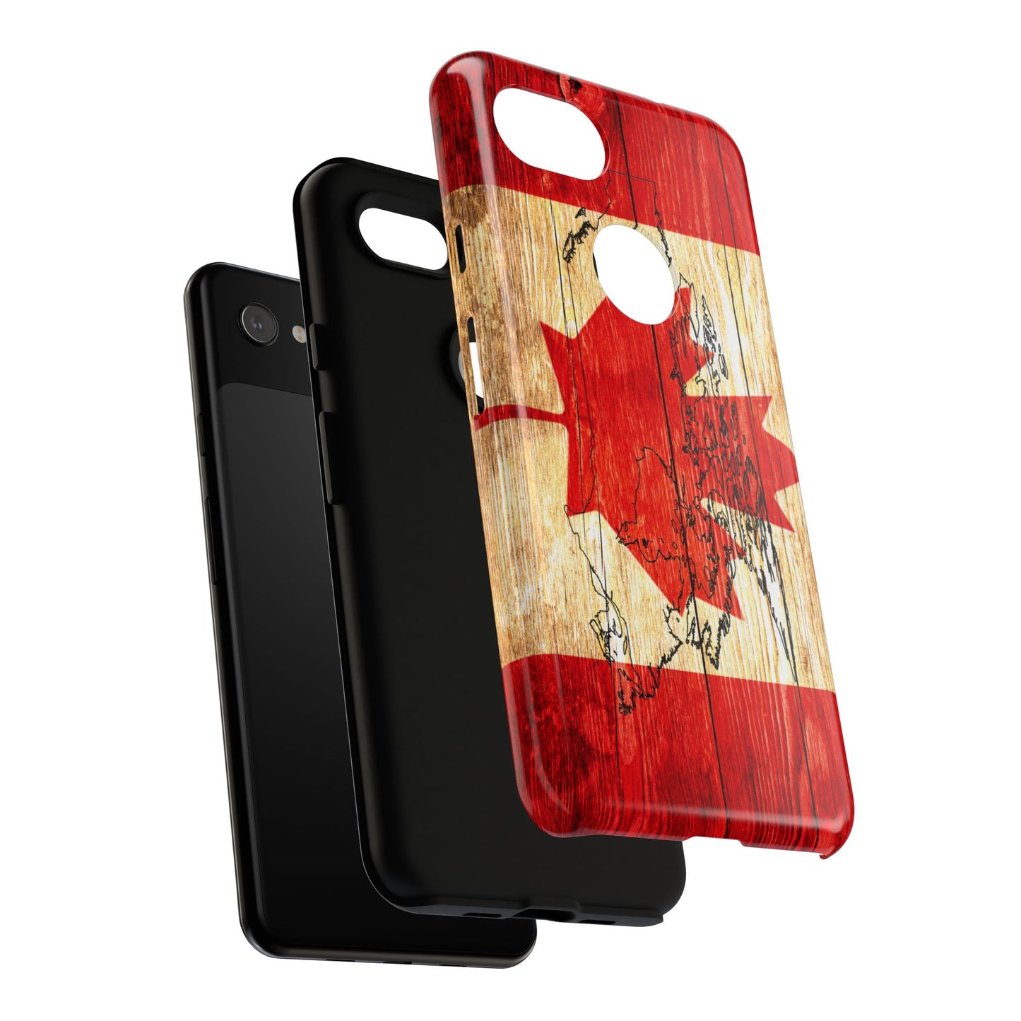 Canadian Flag and Map Tough Phone CasePatriotic Impact-Resistant Cover Image Transfer UV Protected for Outdoor Durability Ideal for Holidays