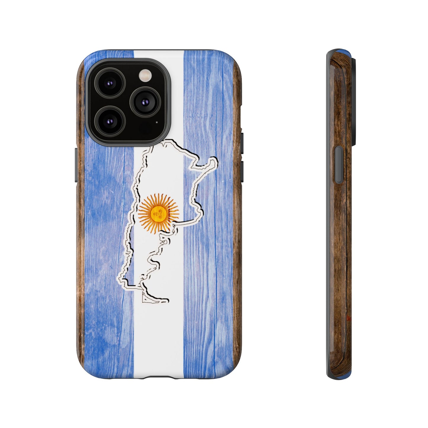 Argentina Flag Phone Case Samsung Tough Protective Cover Argentinean Pride Hard Plastic Map Argentinian Design Argentina Souvenir Wood Design Style