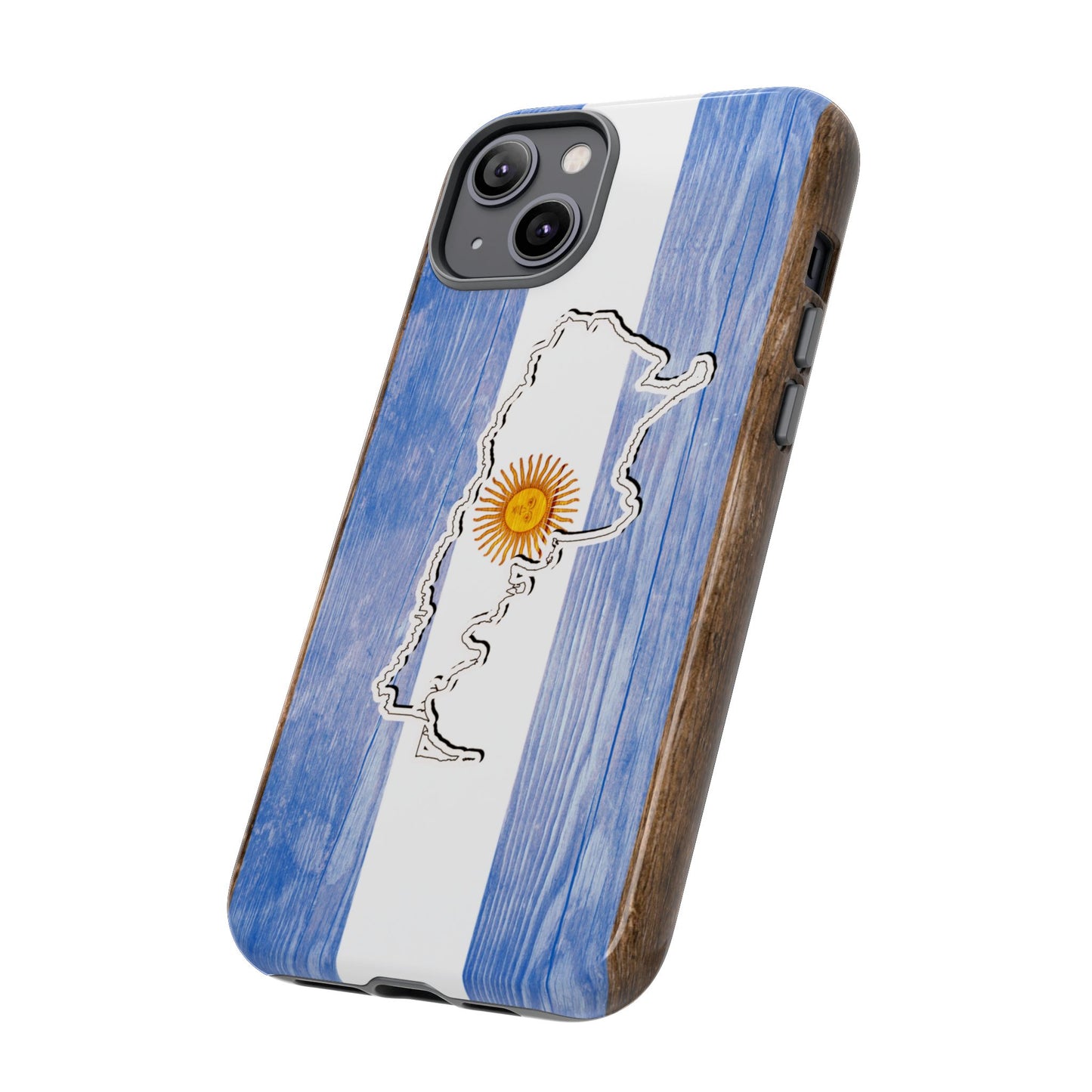 Argentina Flag Phone Case Samsung Tough Protective Cover Argentinean Pride Hard Plastic Map Argentinian Design Argentina Souvenir Wood Design Style