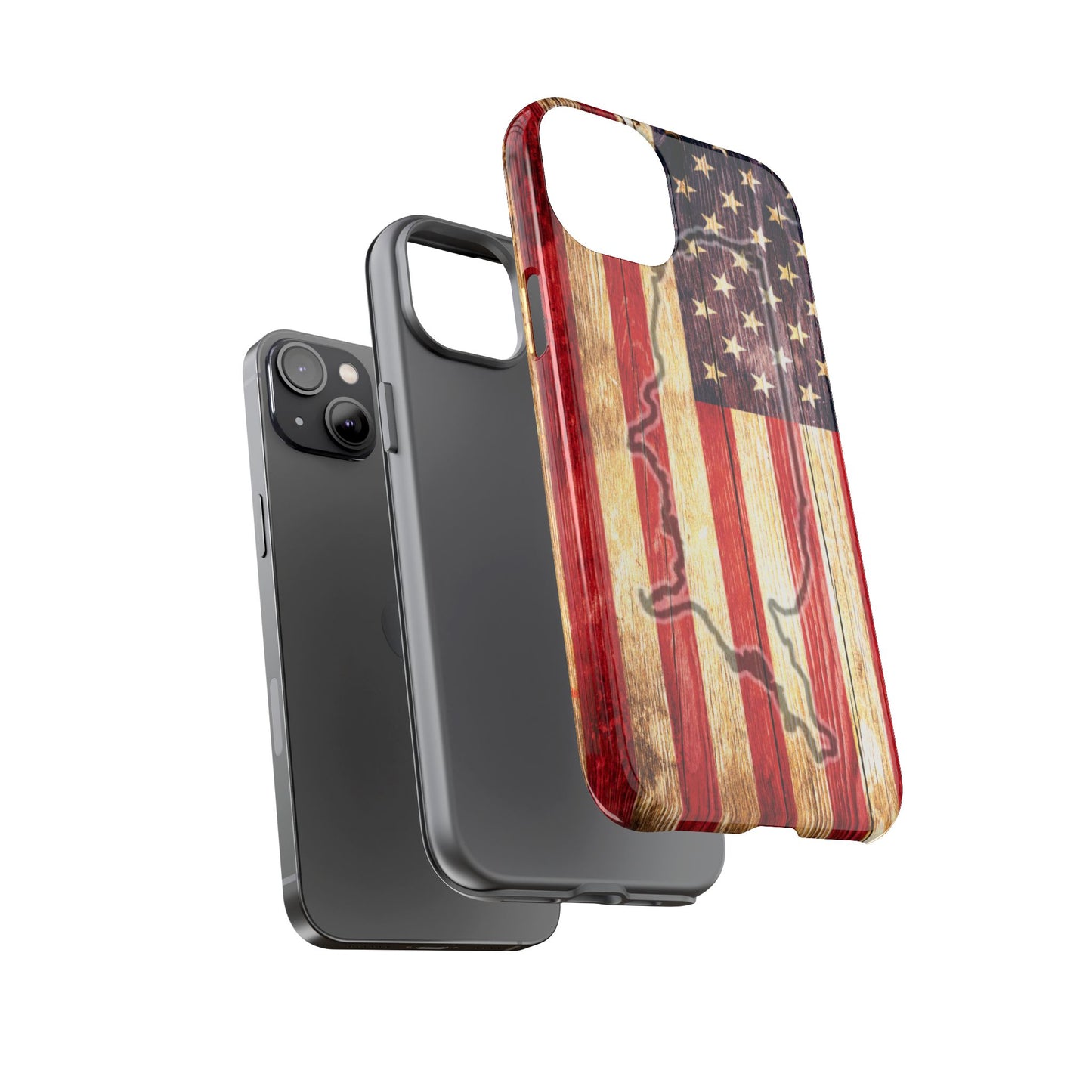 USA flag & map tough phone case for iPhone Samsung Google Patriotic impact-resistant cover with UV protection and shock absorption USA Flag