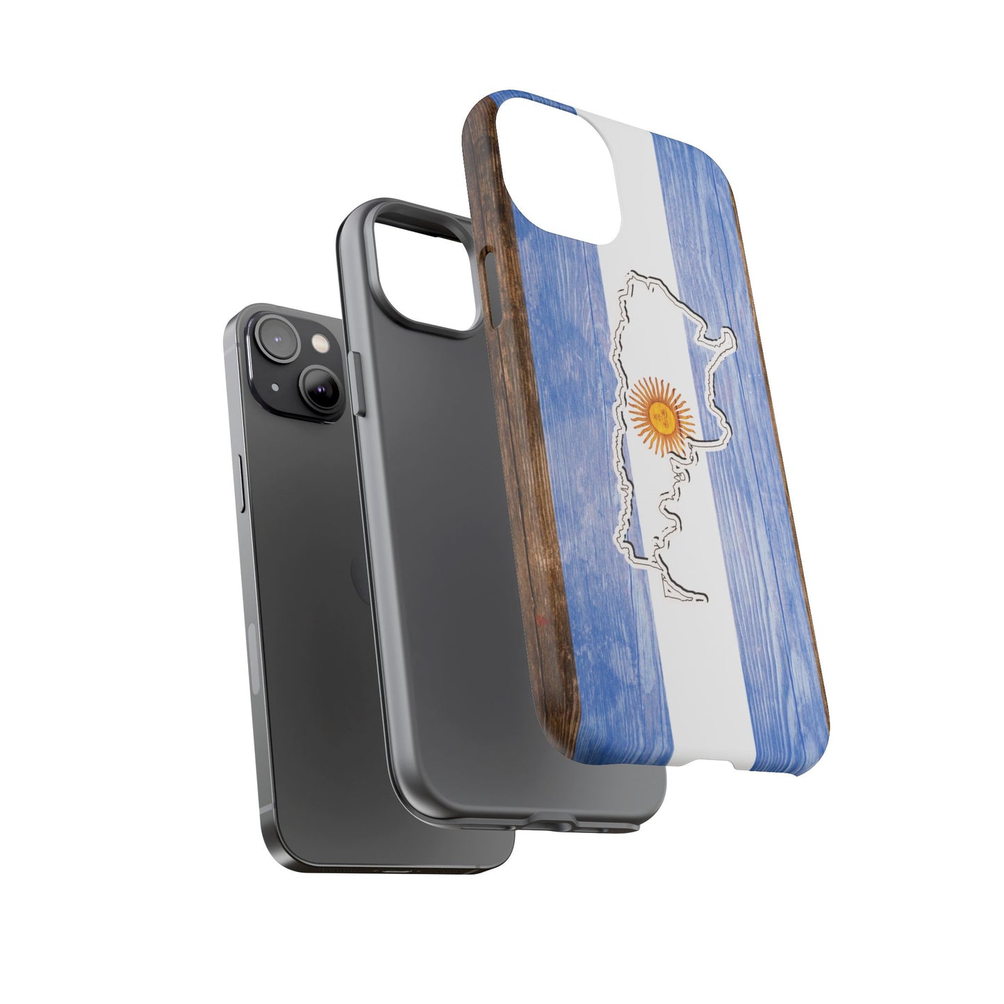 Argentina Flag Phone Case Samsung Tough Protective Cover Argentinean Pride Hard Plastic Map Argentinian Design Argentina Souvenir Wood Design Style