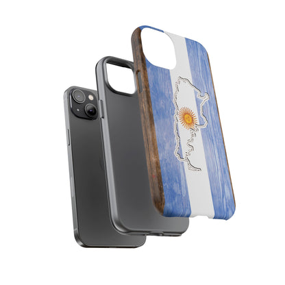 Argentina Flag Phone Case Samsung Tough Protective Cover Argentinean Pride Hard Plastic Map Argentinian Design Argentina Souvenir Wood Design Style
