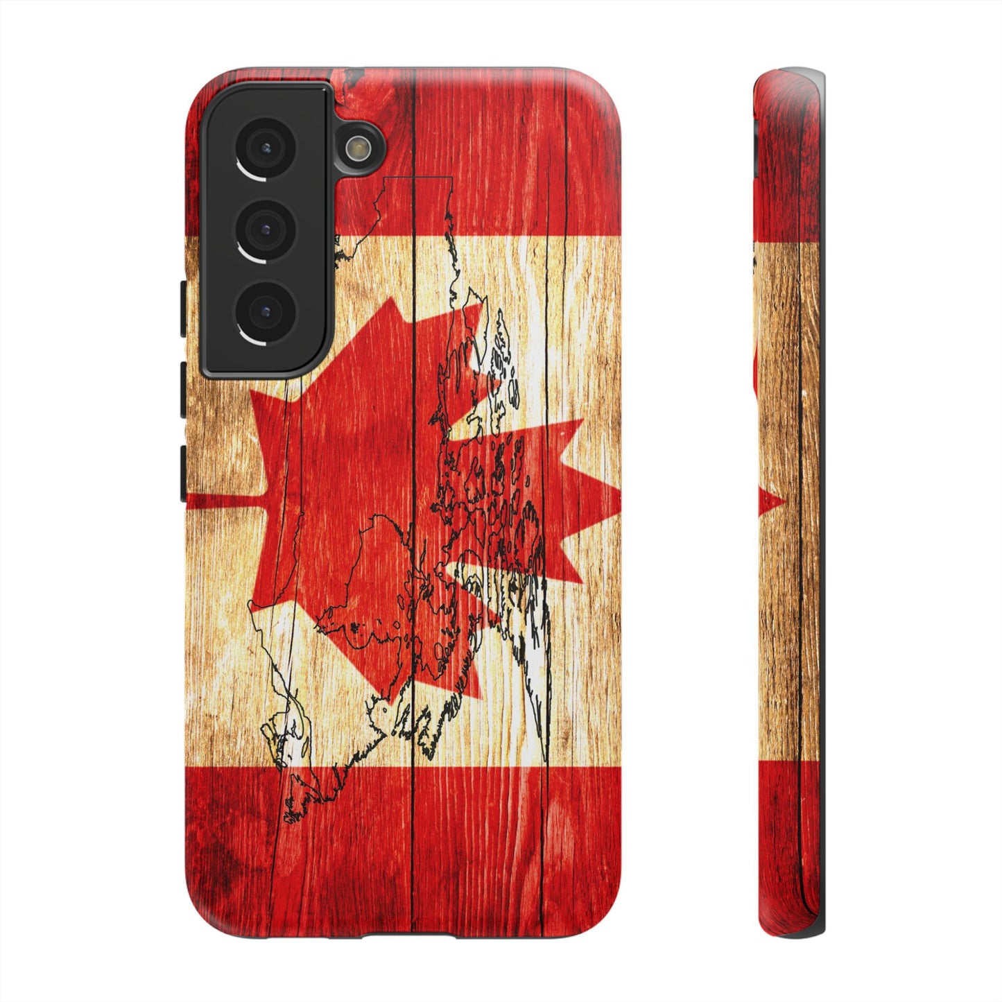 Canadian Flag and Map Tough Phone CasePatriotic Impact-Resistant Cover Image Transfer UV Protected for Outdoor Durability Ideal for Holidays
