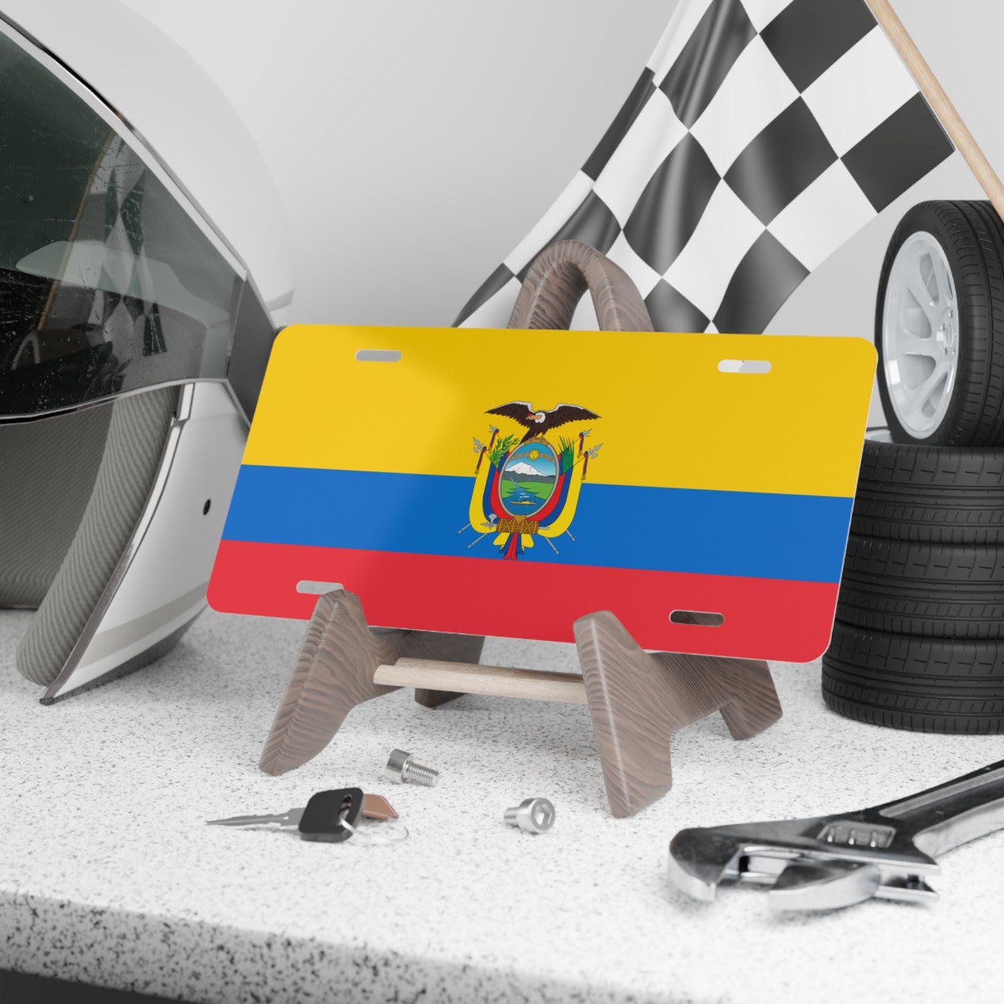 Ecuador Flag Vanity Plate Custom Car Decor Gift Personalized License Plate Automotive Accessory Car Enthusiasts Ecuadorian Pride Souvenir