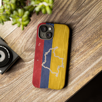 Colombian Flag Map Style iPhone Case Protective Tough Cover Flag of Colombia Samsung Colombian Pride Huawei Hard Plastic Back Colombia Phone