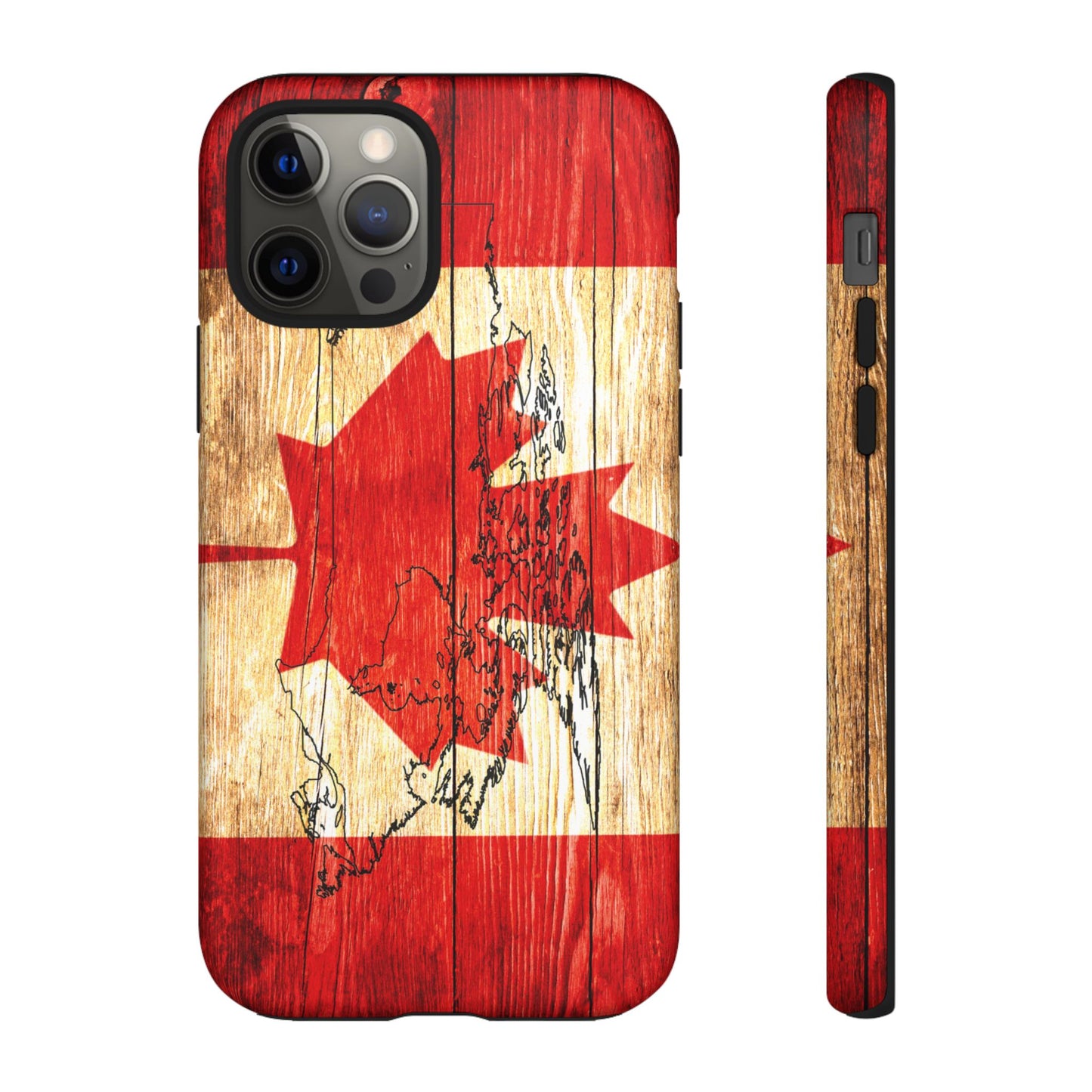 Canadian Flag and Map Tough Phone CasePatriotic Impact-Resistant Cover Image Transfer UV Protected for Outdoor Durability Ideal for Holidays