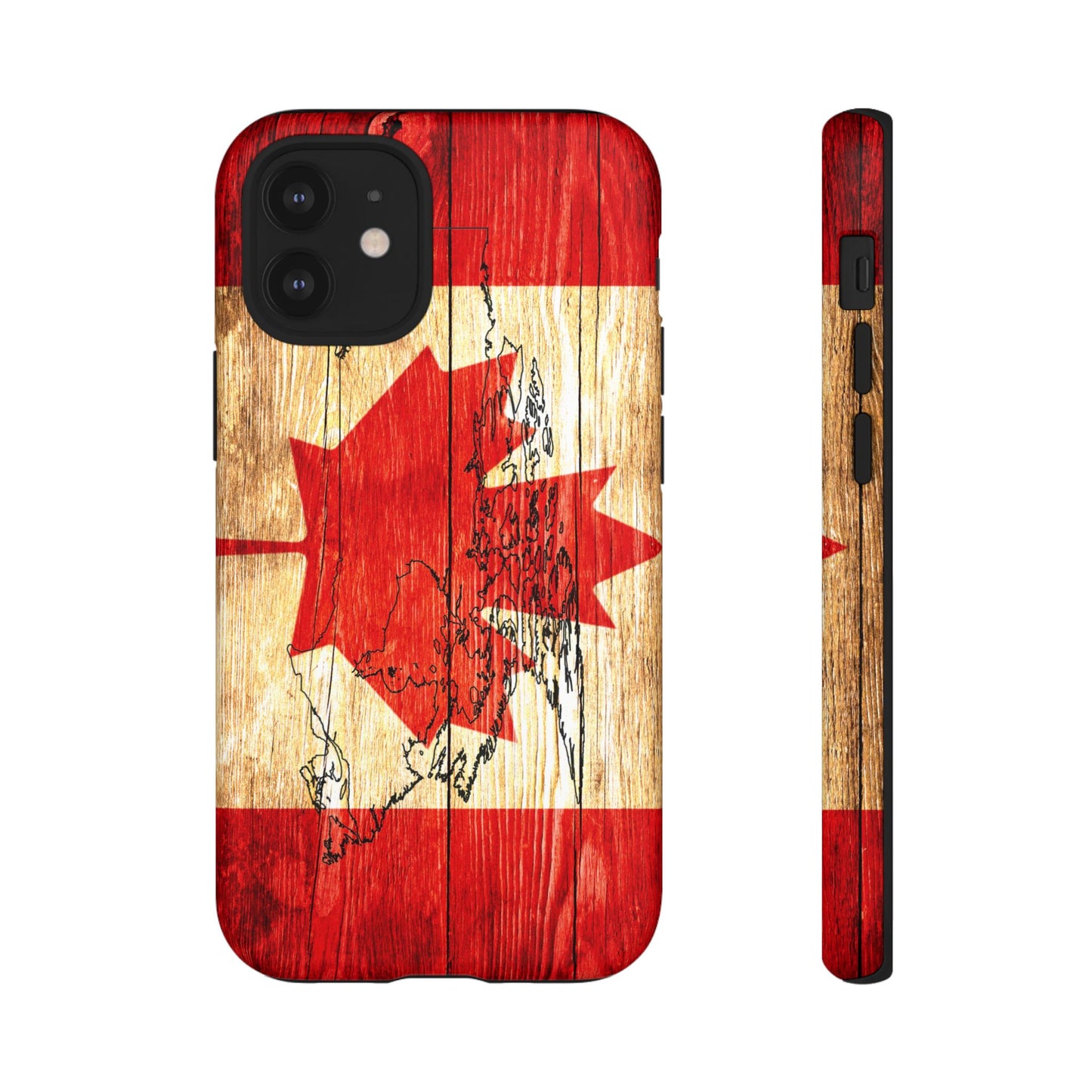 Canadian Flag and Map Tough Phone CasePatriotic Impact-Resistant Cover Image Transfer UV Protected for Outdoor Durability Ideal for Holidays