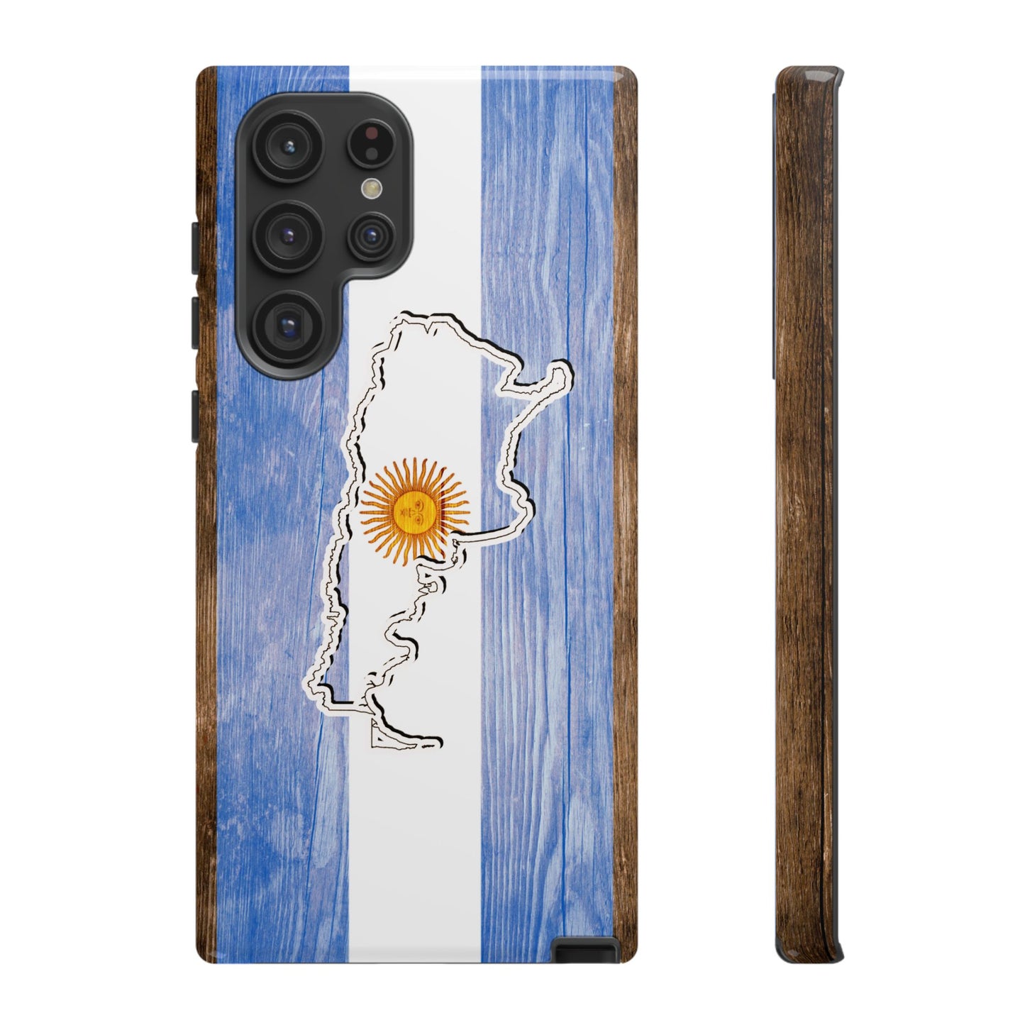 Argentina Flag Phone Case Samsung Tough Protective Cover Argentinean Pride Hard Plastic Map Argentinian Design Argentina Souvenir Wood Design Style