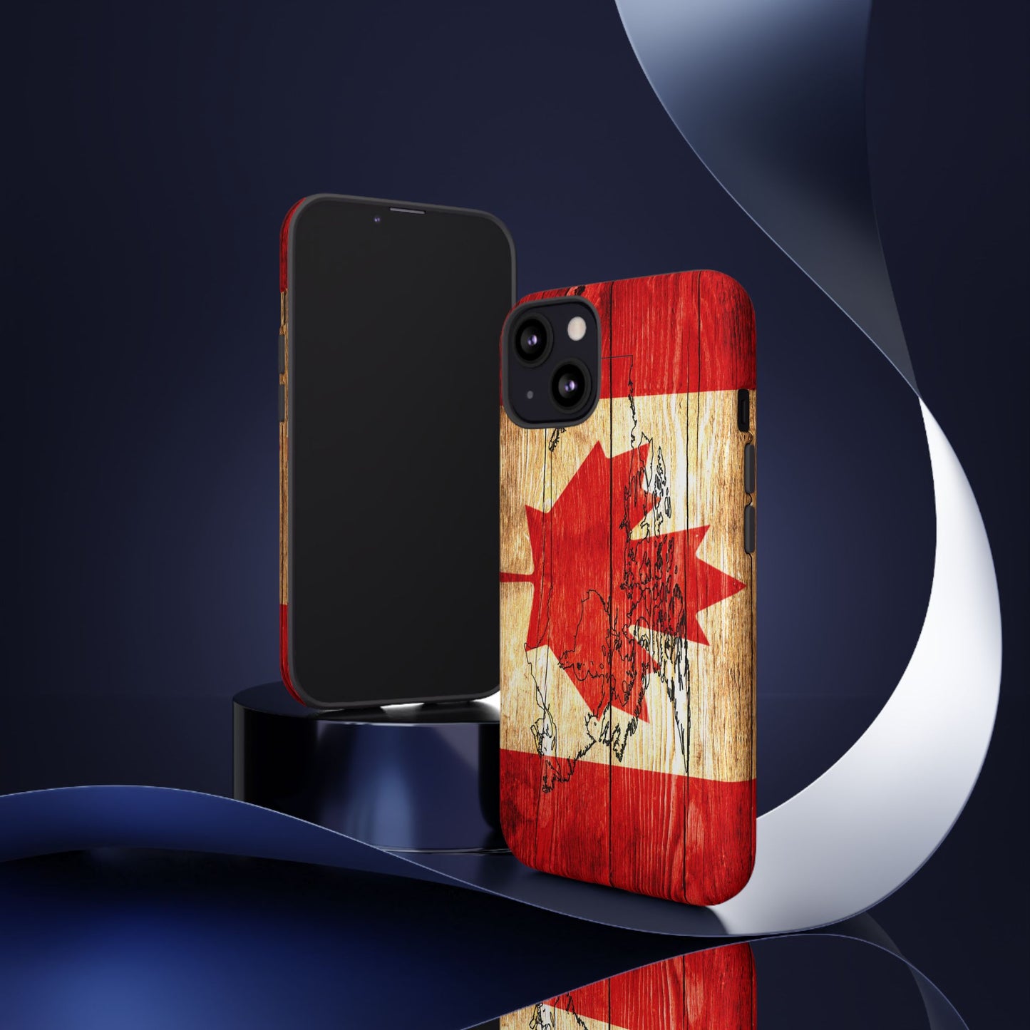 Canadian Flag and Map Tough Phone CasePatriotic Impact-Resistant Cover Image Transfer UV Protected for Outdoor Durability Ideal for Holidays