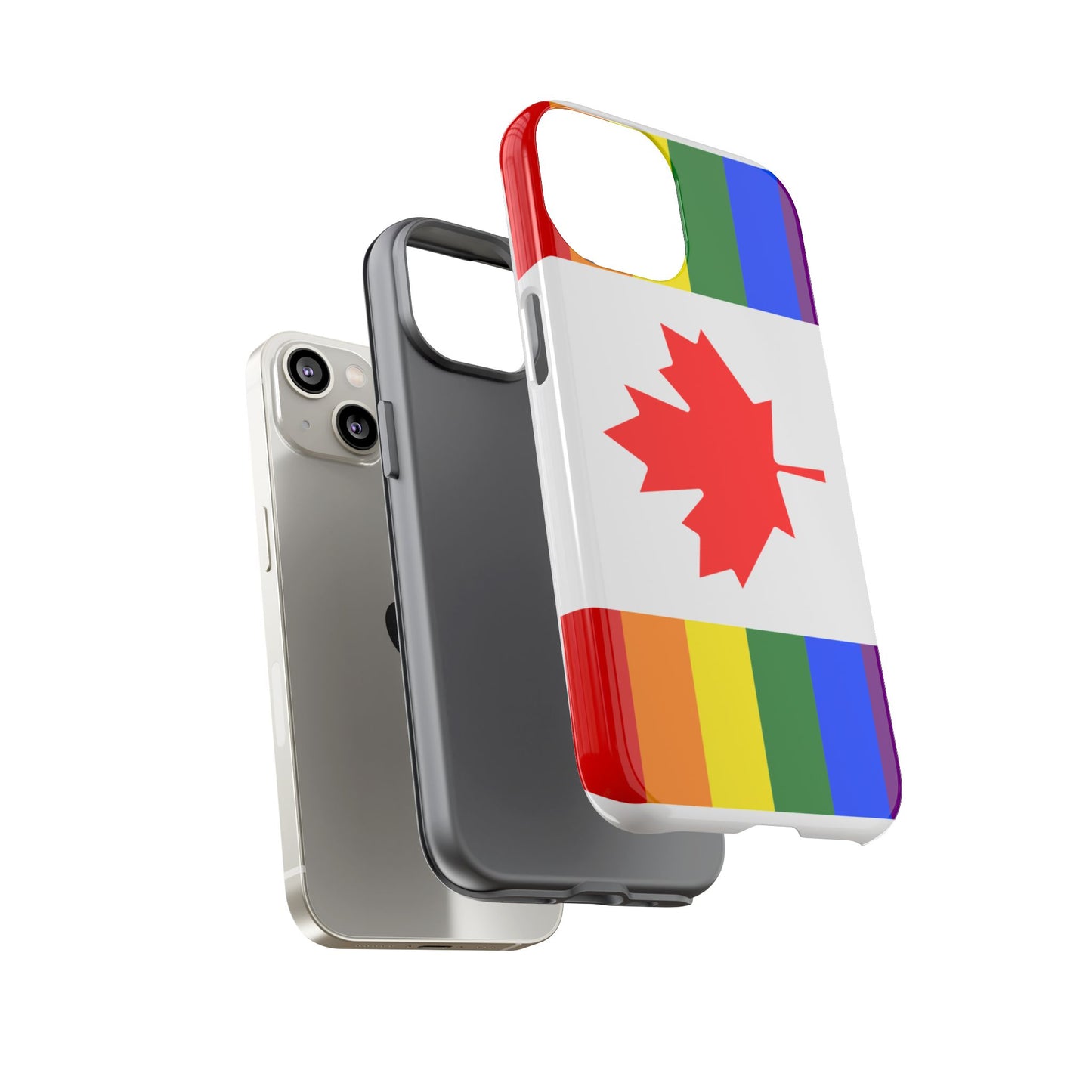 Pride Flag Phone Case -Tough Cases for LGBTQ+ Supporters Canada Theme Rainbow Design Colorful Accessories Birthday Gift