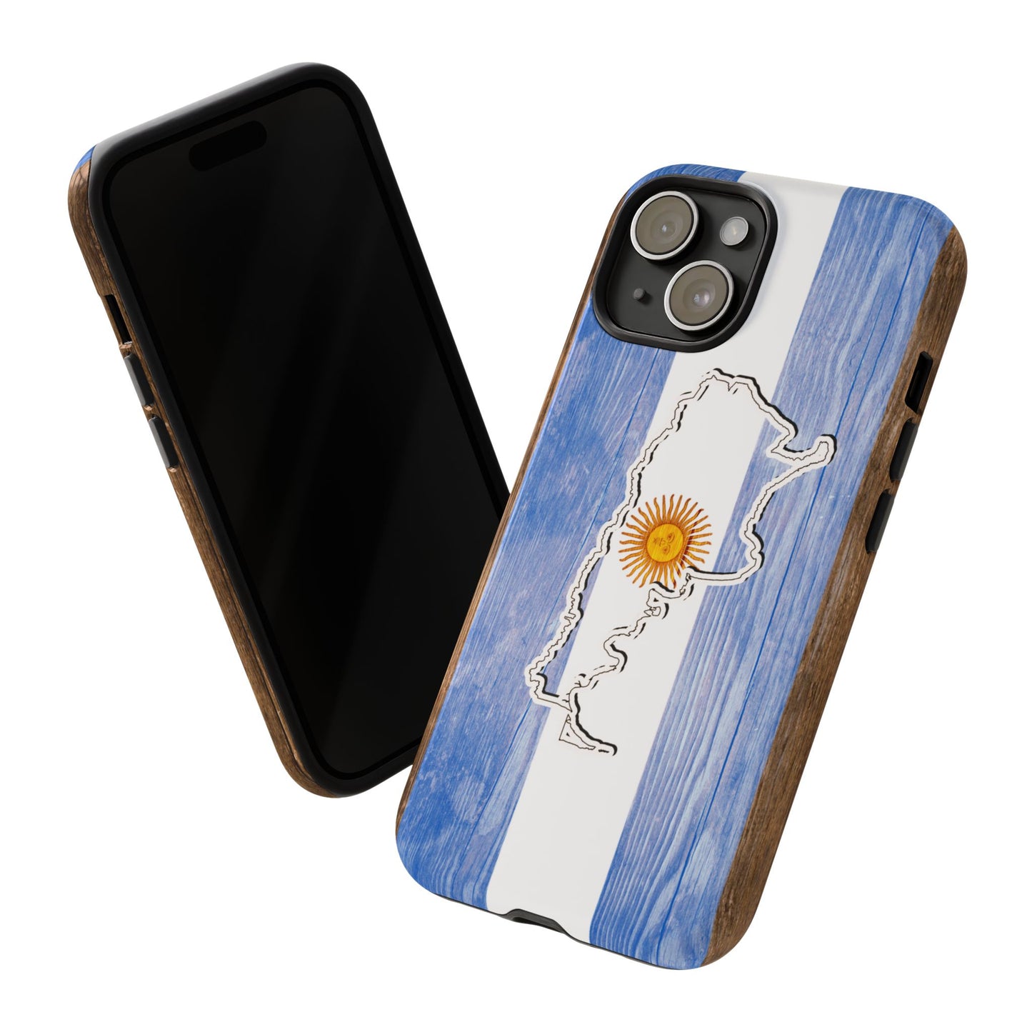 Argentina Flag Phone Case Samsung Tough Protective Cover Argentinean Pride Hard Plastic Map Argentinian Design Argentina Souvenir Wood Design Style