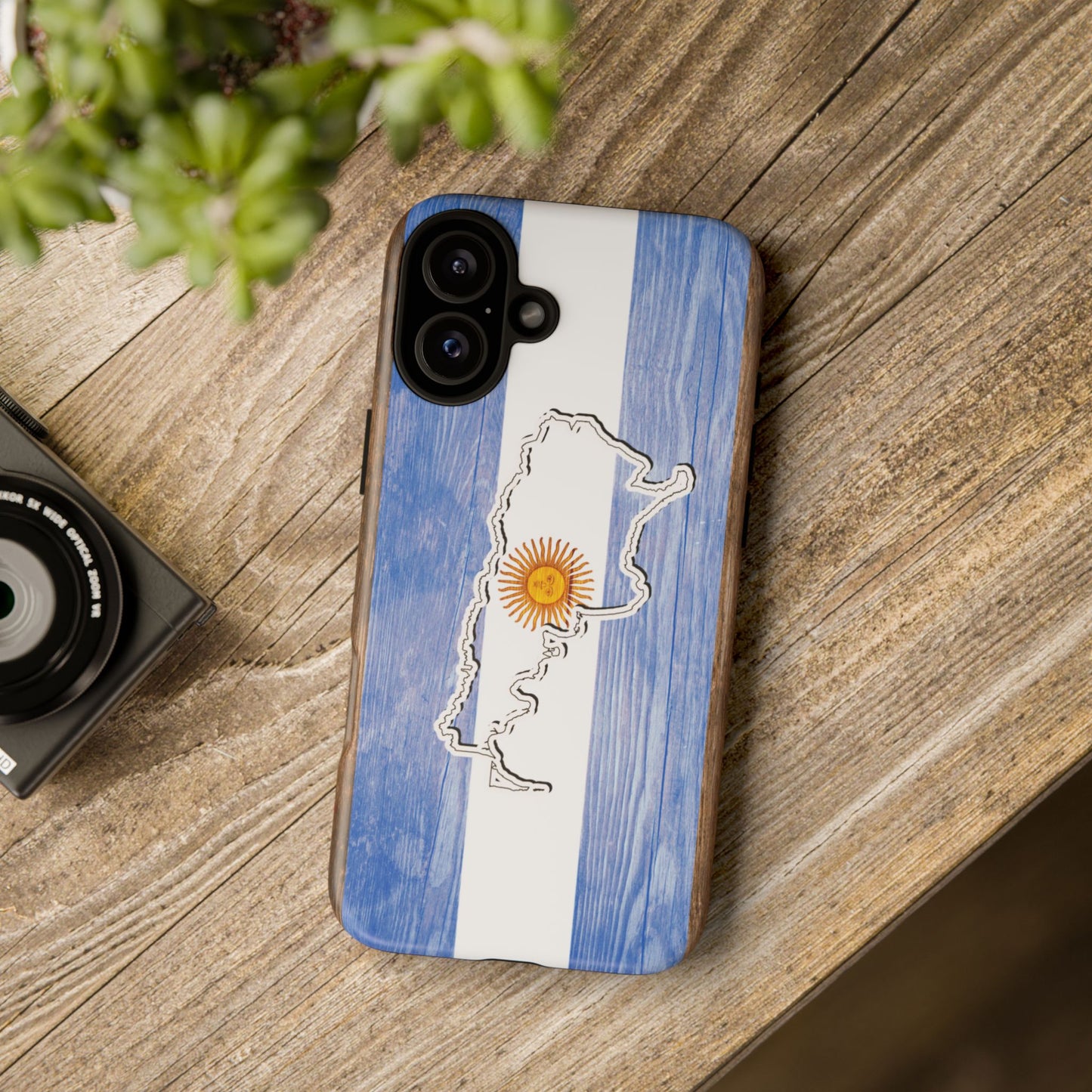 Argentina Flag Phone Case Samsung Tough Protective Cover Argentinean Pride Hard Plastic Map Argentinian Design Argentina Souvenir Wood Design Style