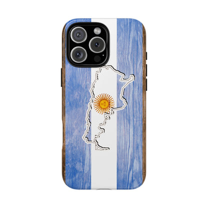 Argentina Flag Phone Case Samsung Tough Protective Cover Argentinean Pride Hard Plastic Map Argentinian Design Argentina Souvenir Wood Design Style
