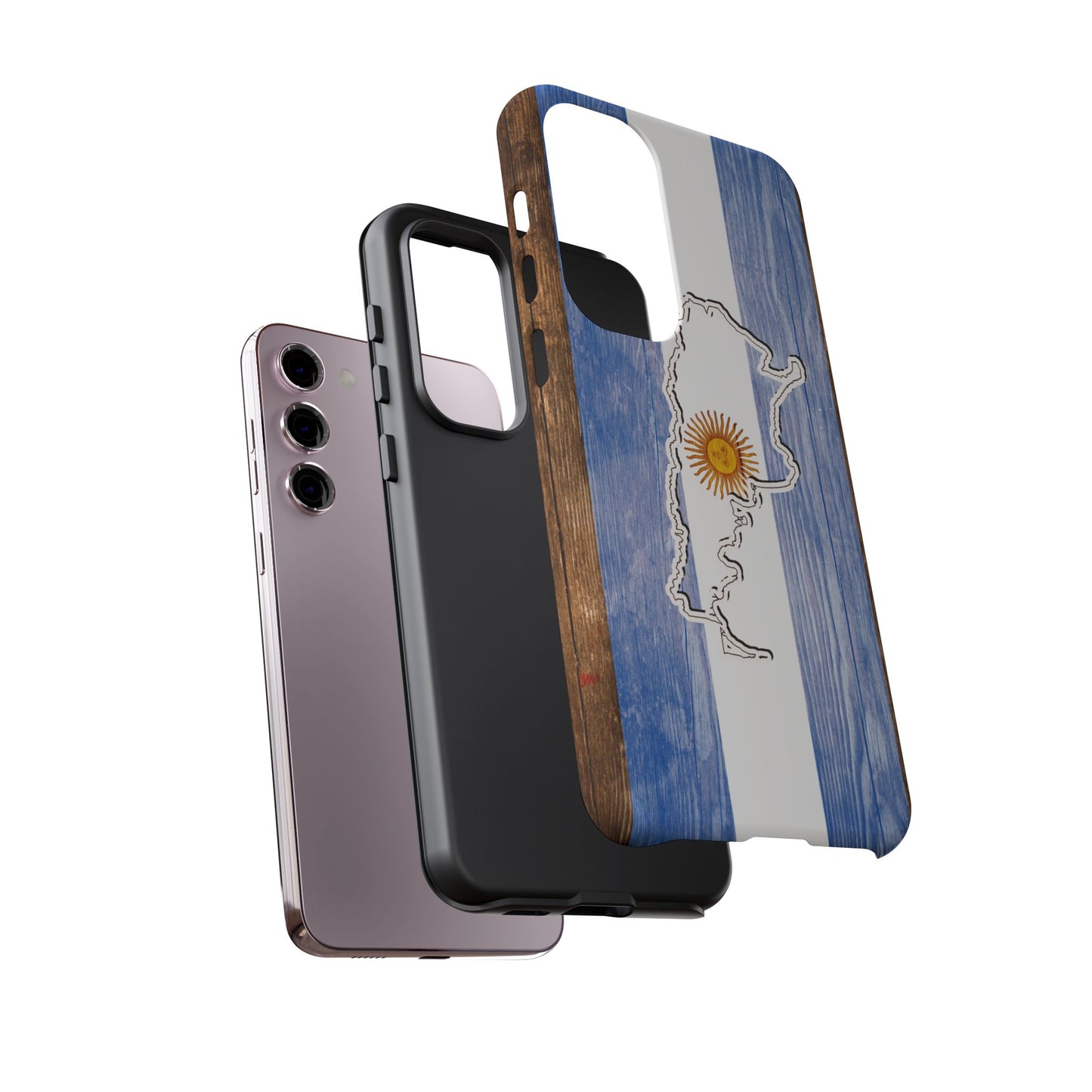 Argentina Flag Phone Case Samsung Tough Protective Cover Argentinean Pride Hard Plastic Map Argentinian Design Argentina Souvenir Wood Design Style
