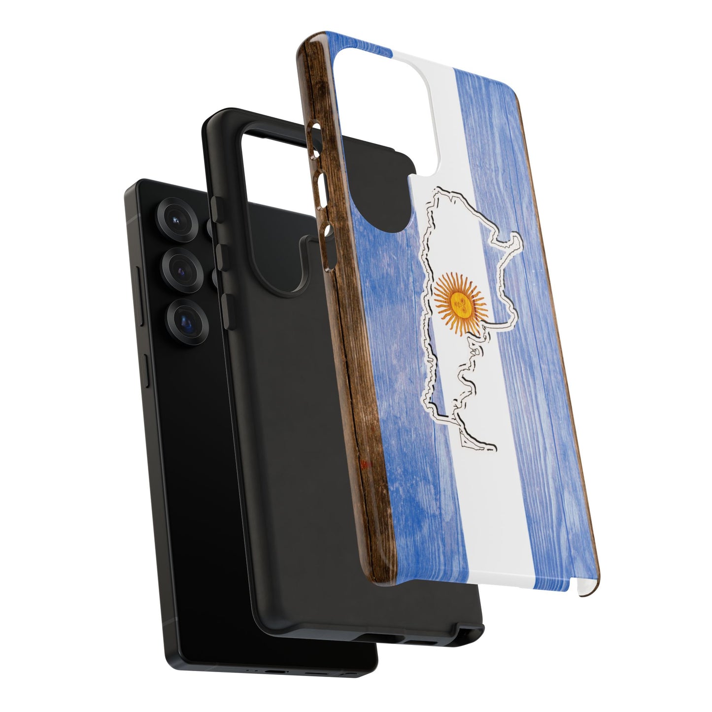 Argentina Flag Phone Case Samsung Tough Protective Cover Argentinean Pride Hard Plastic Map Argentinian Design Argentina Souvenir Wood Design Style
