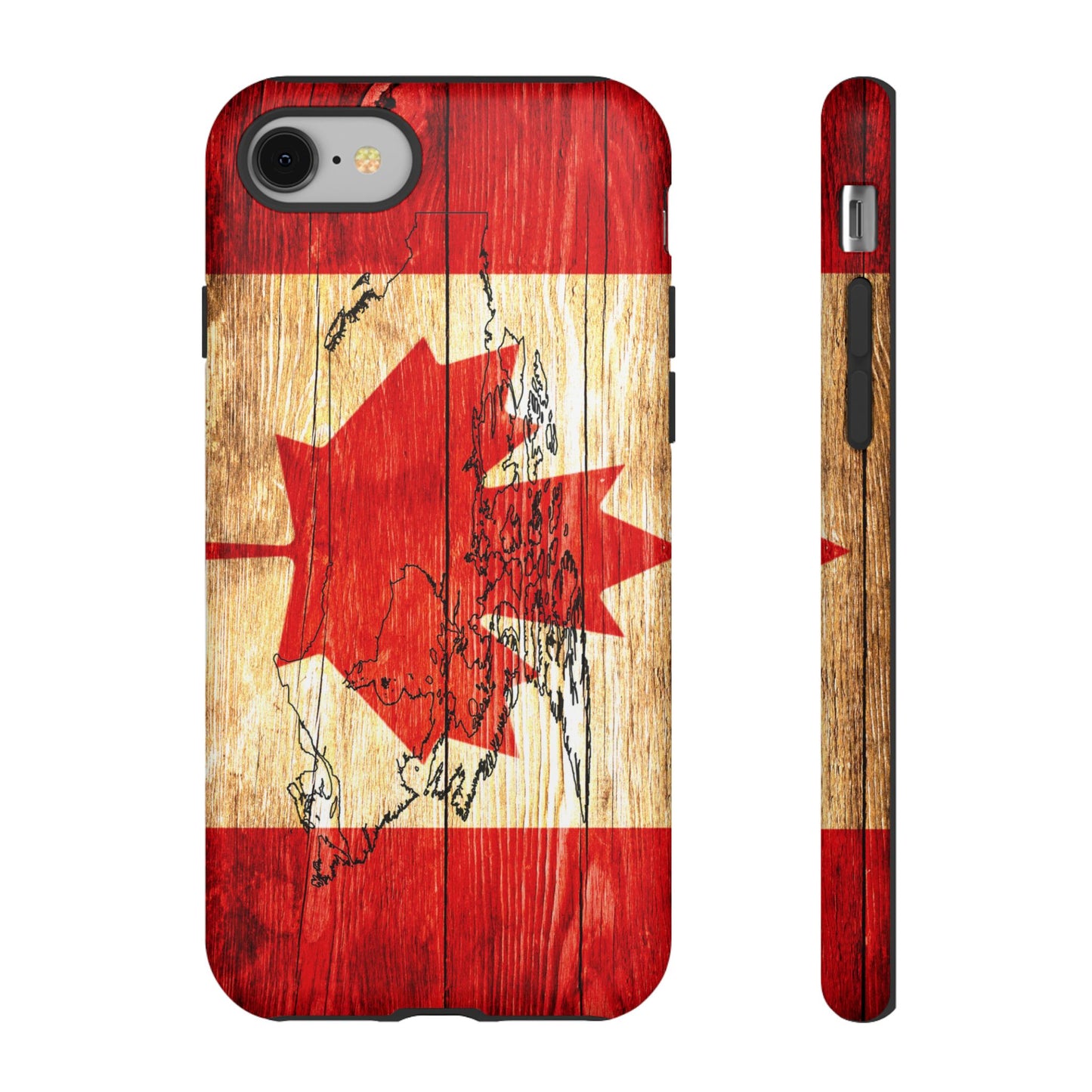 Canadian Flag and Map Tough Phone CasePatriotic Impact-Resistant Cover Image Transfer UV Protected for Outdoor Durability Ideal for Holidays