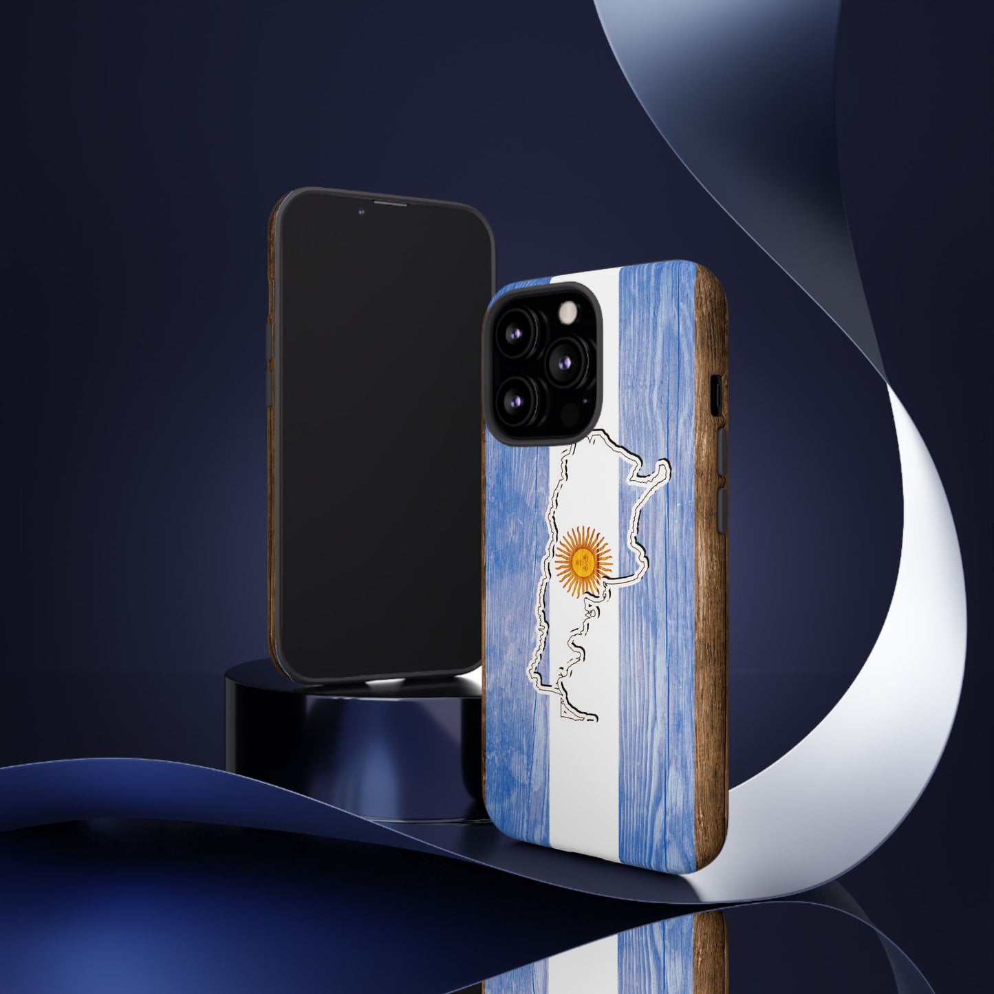 Argentina Flag Phone Case Samsung Tough Protective Cover Argentinean Pride Hard Plastic Map Argentinian Design Argentina Souvenir Wood Design Style