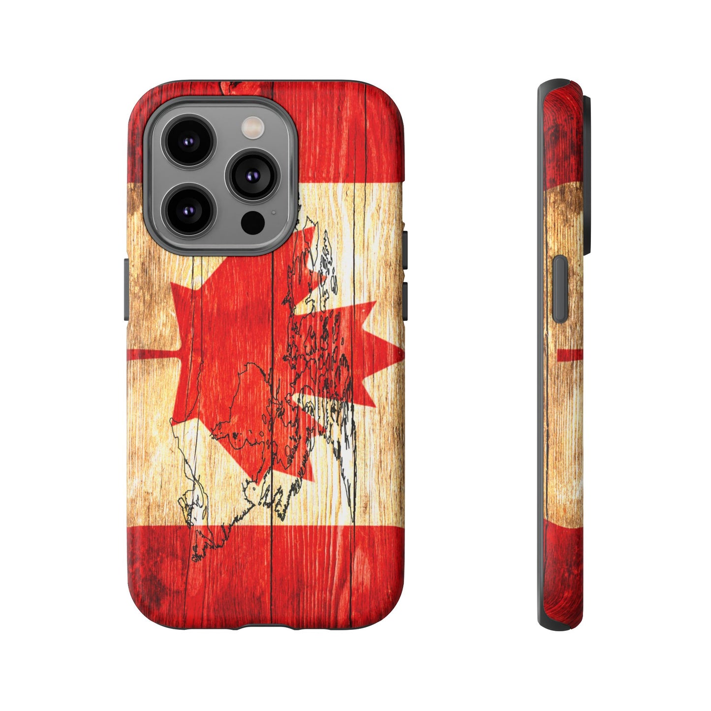 Canadian Flag and Map Tough Phone CasePatriotic Impact-Resistant Cover Image Transfer UV Protected for Outdoor Durability Ideal for Holidays