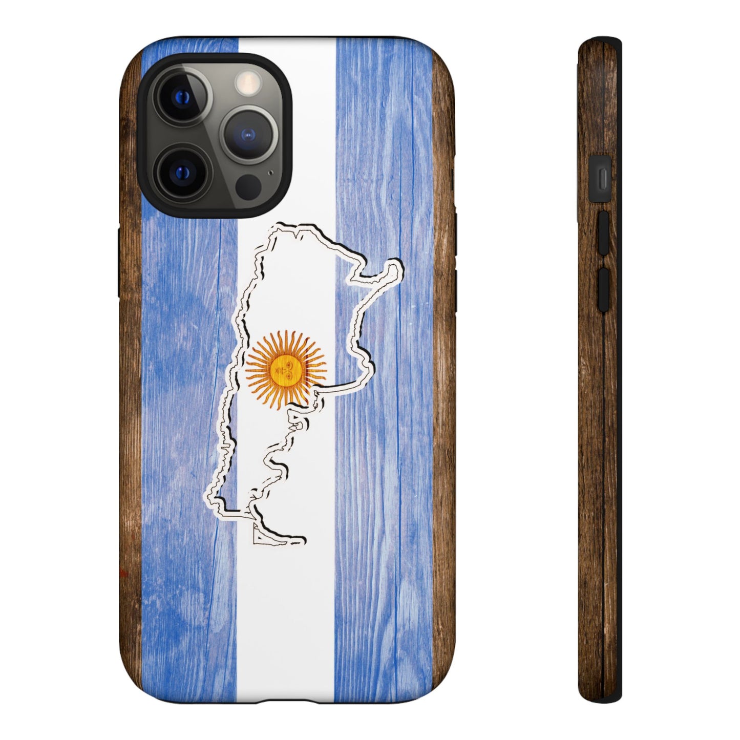 Argentina Flag Phone Case Samsung Tough Protective Cover Argentinean Pride Hard Plastic Map Argentinian Design Argentina Souvenir Wood Design Style