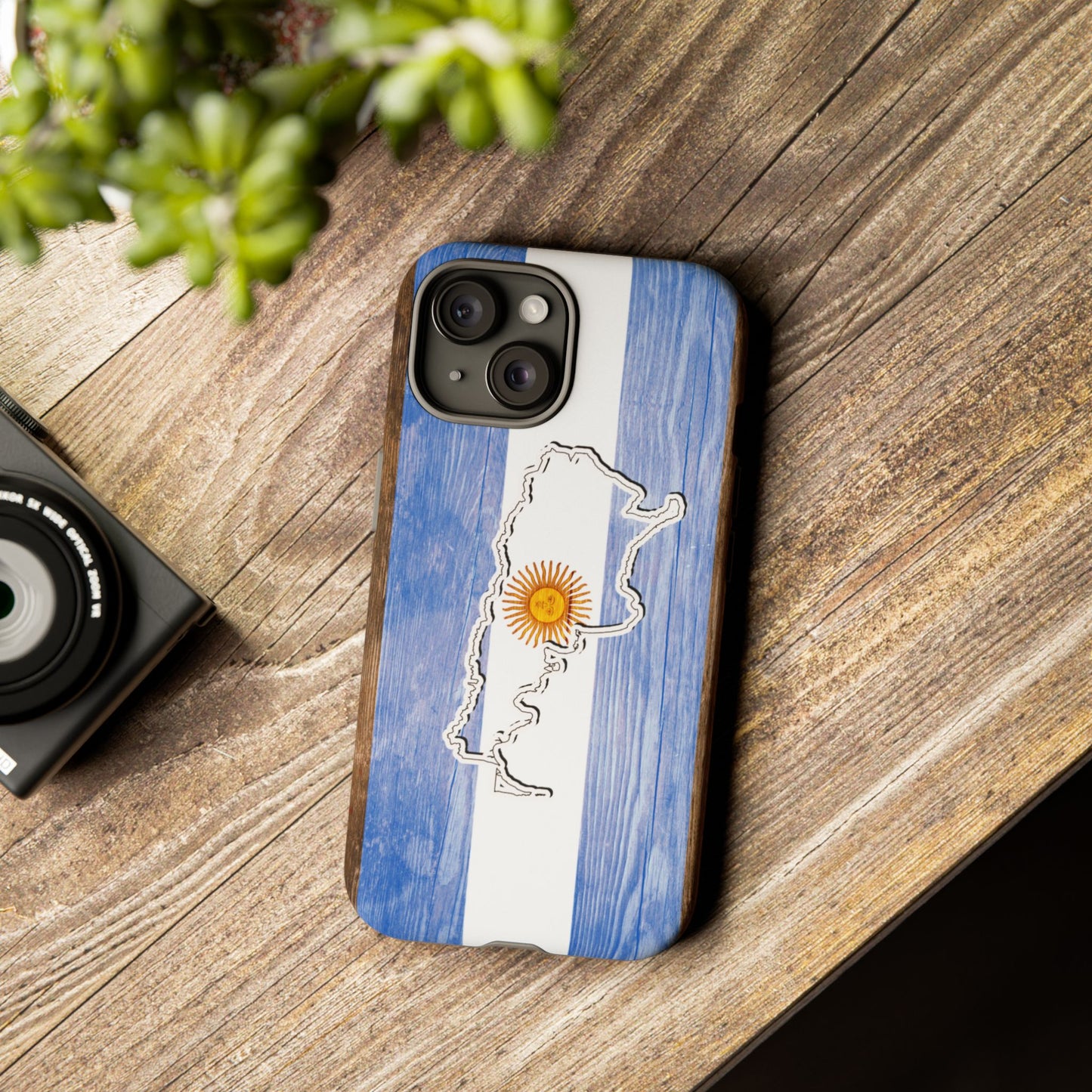 Argentina Flag Phone Case Samsung Tough Protective Cover Argentinean Pride Hard Plastic Map Argentinian Design Argentina Souvenir Wood Design Style